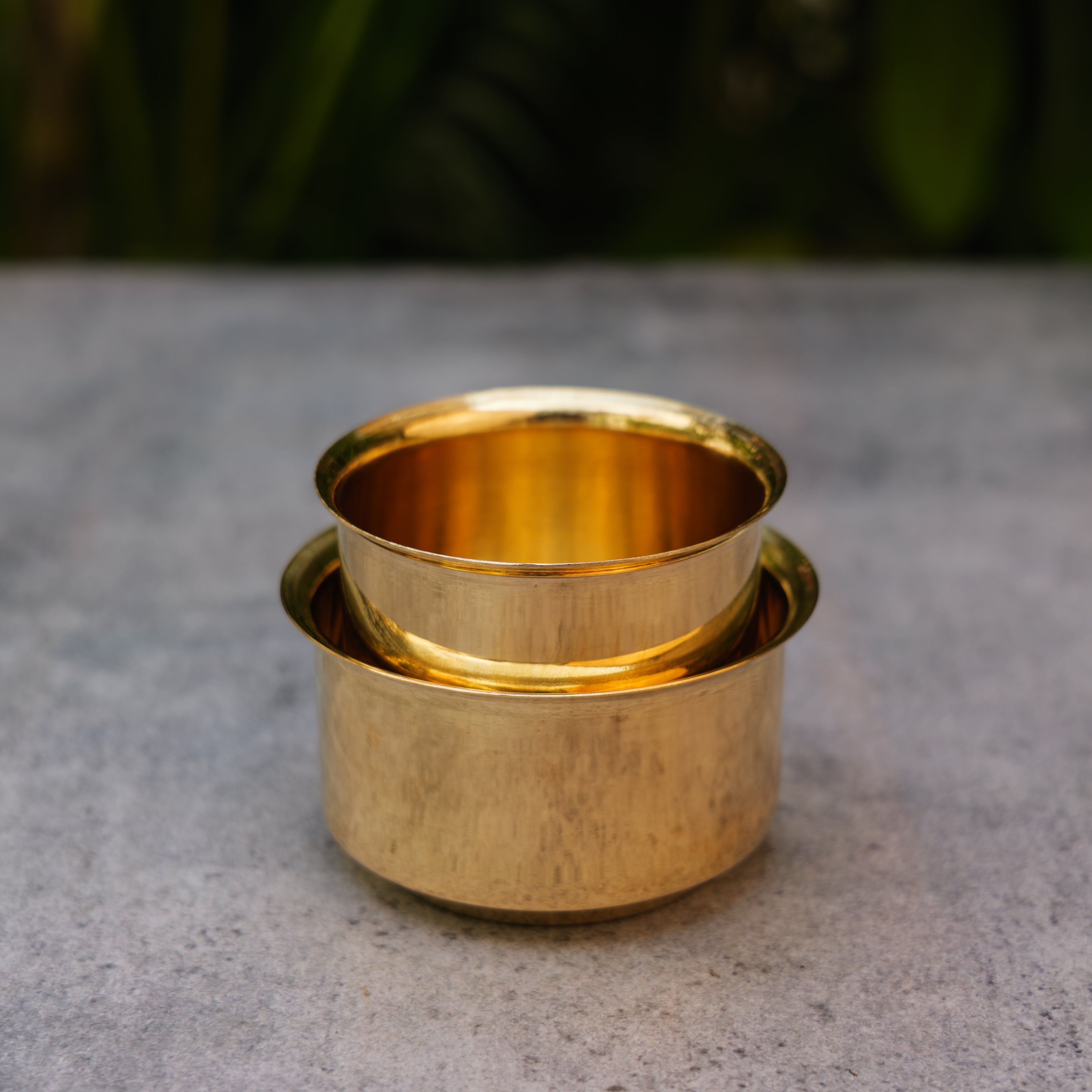 Pure Brass Filter Coffee Dabara Cup Set — Plain Gloss Finish | 120 ML