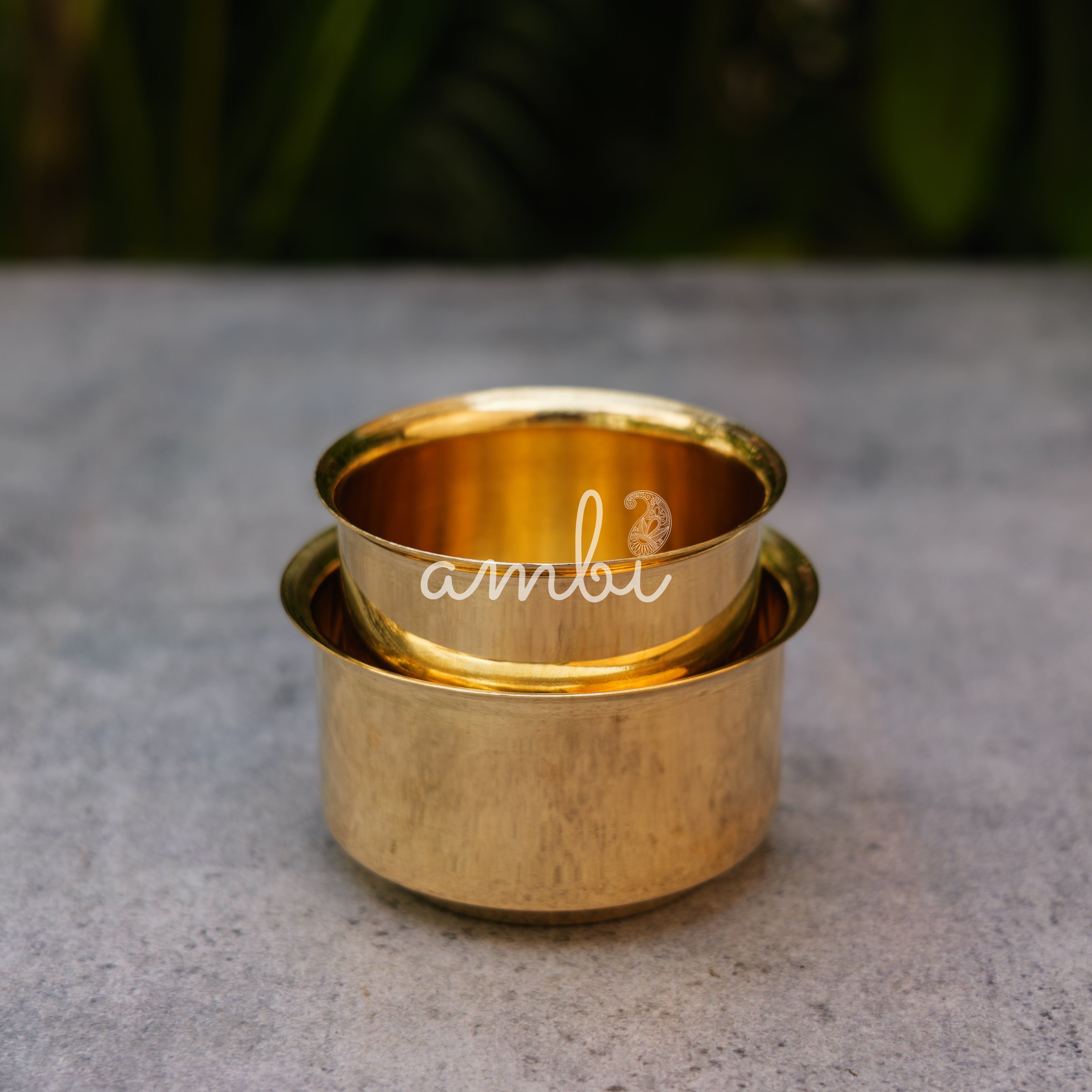 Brass Filter Coffee Dabara Cup Set Plain - Gloss Finish