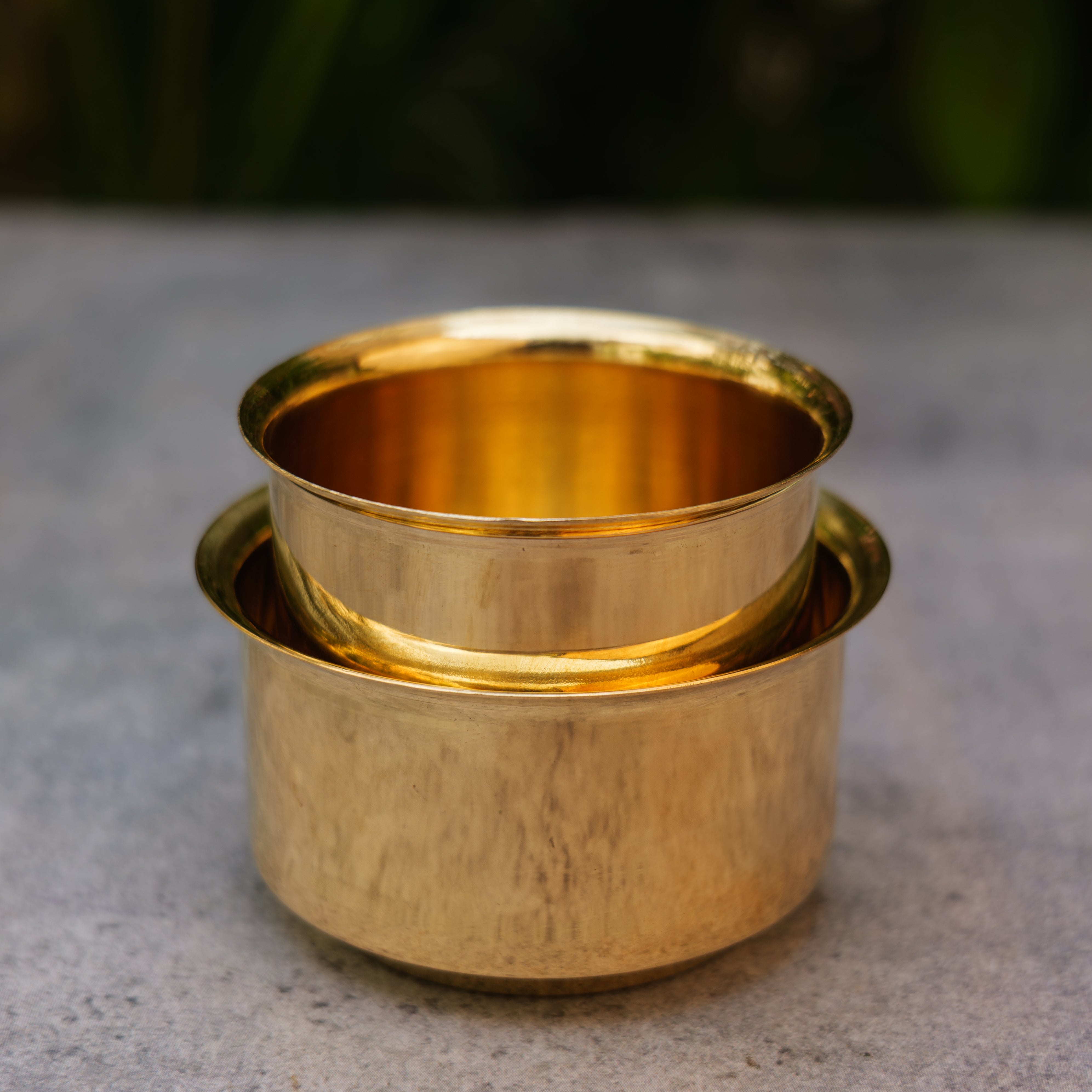 Pure Brass Filter Coffee Dabara Cup Set — Plain Gloss Finish | 120 ML