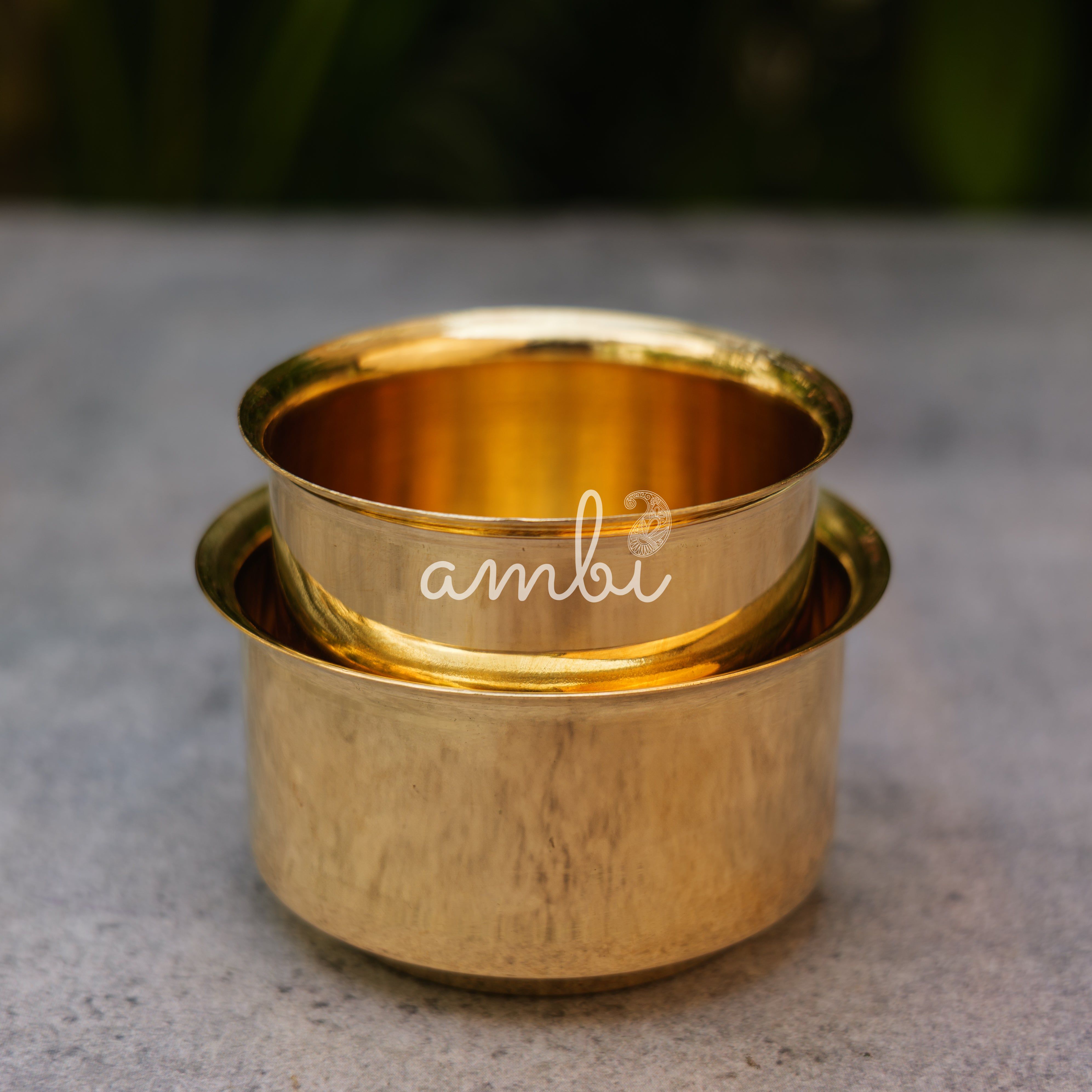 Brass Filter Coffee Dabara Cup Set Plain - Gloss Finish