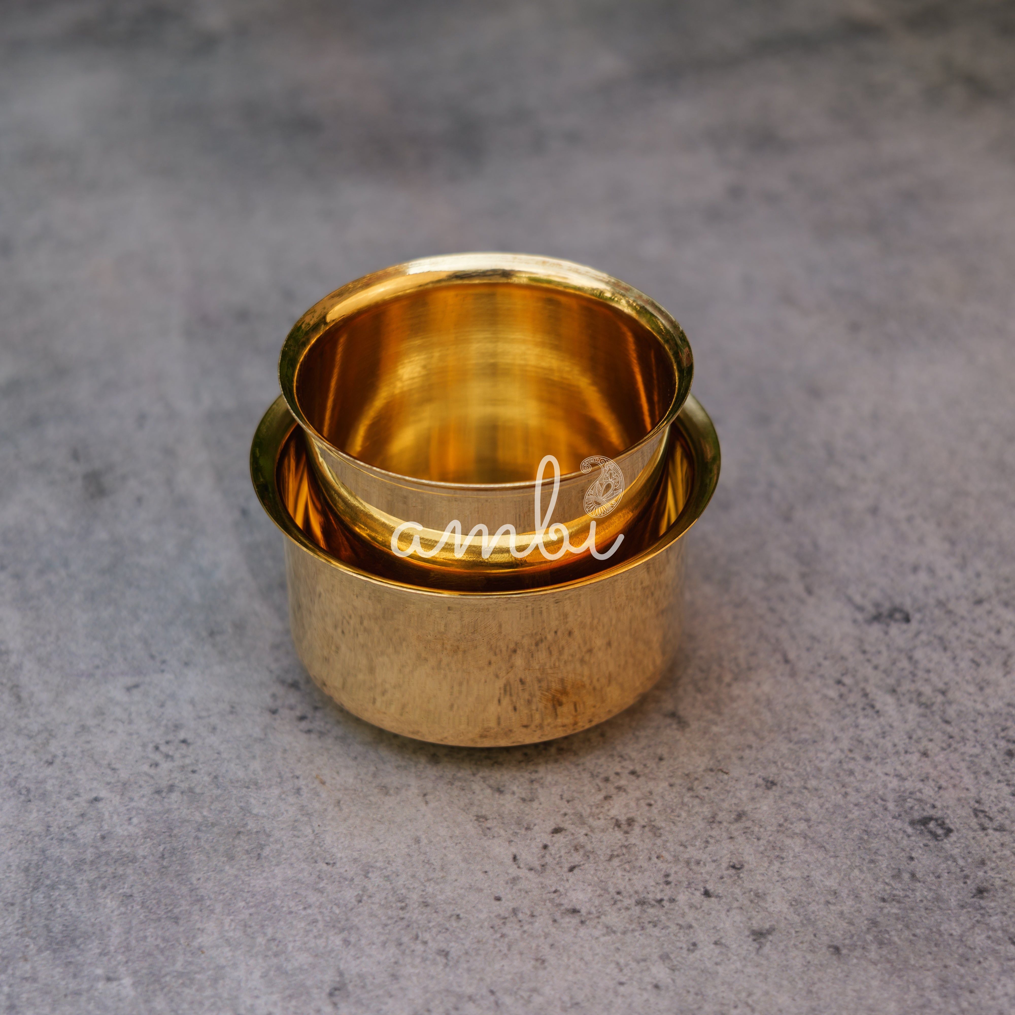 Brass Filter Coffee Dabara Cup Set Plain - Gloss Finish