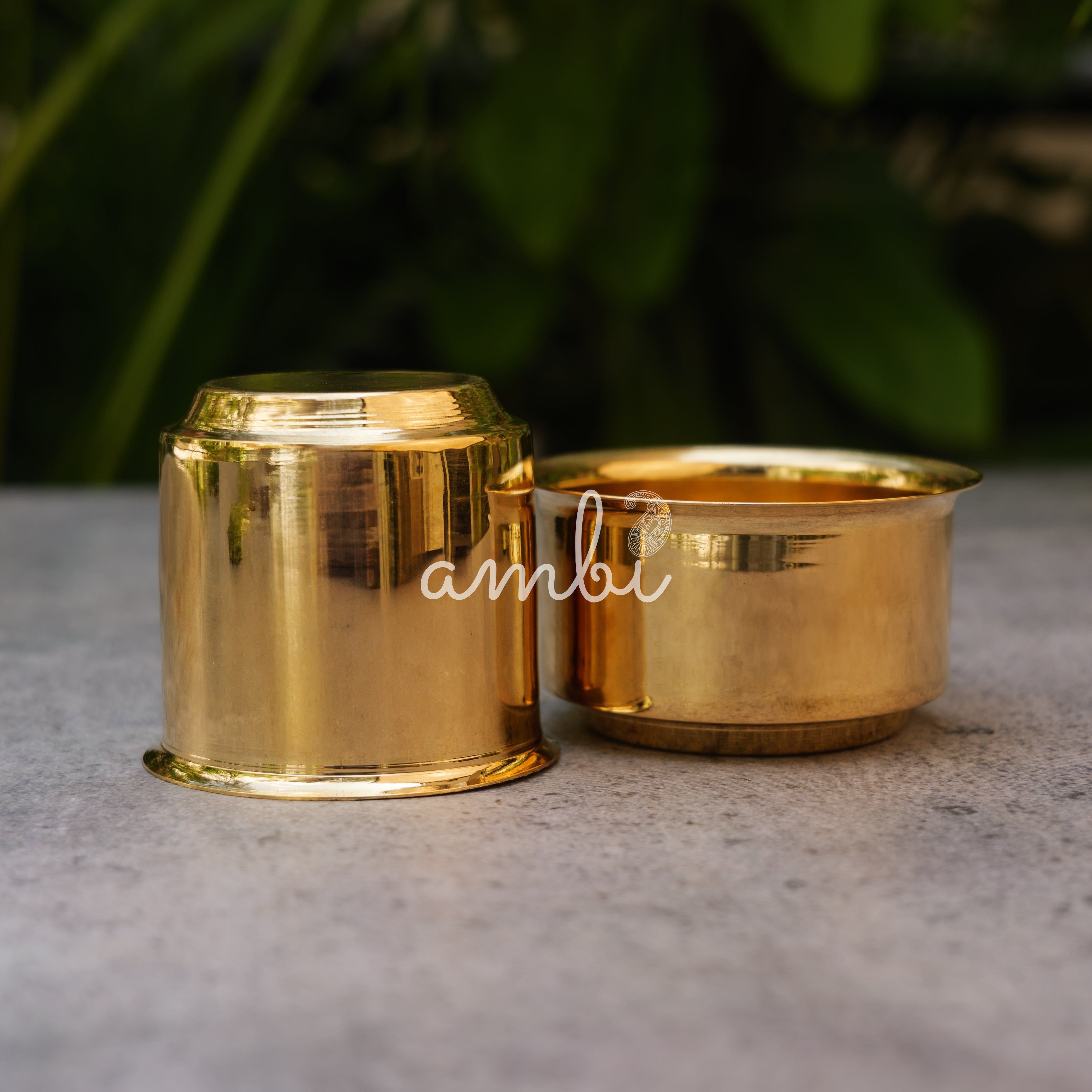 Brass Filter Coffee Dabara Cup Set Plain - Gloss Finish