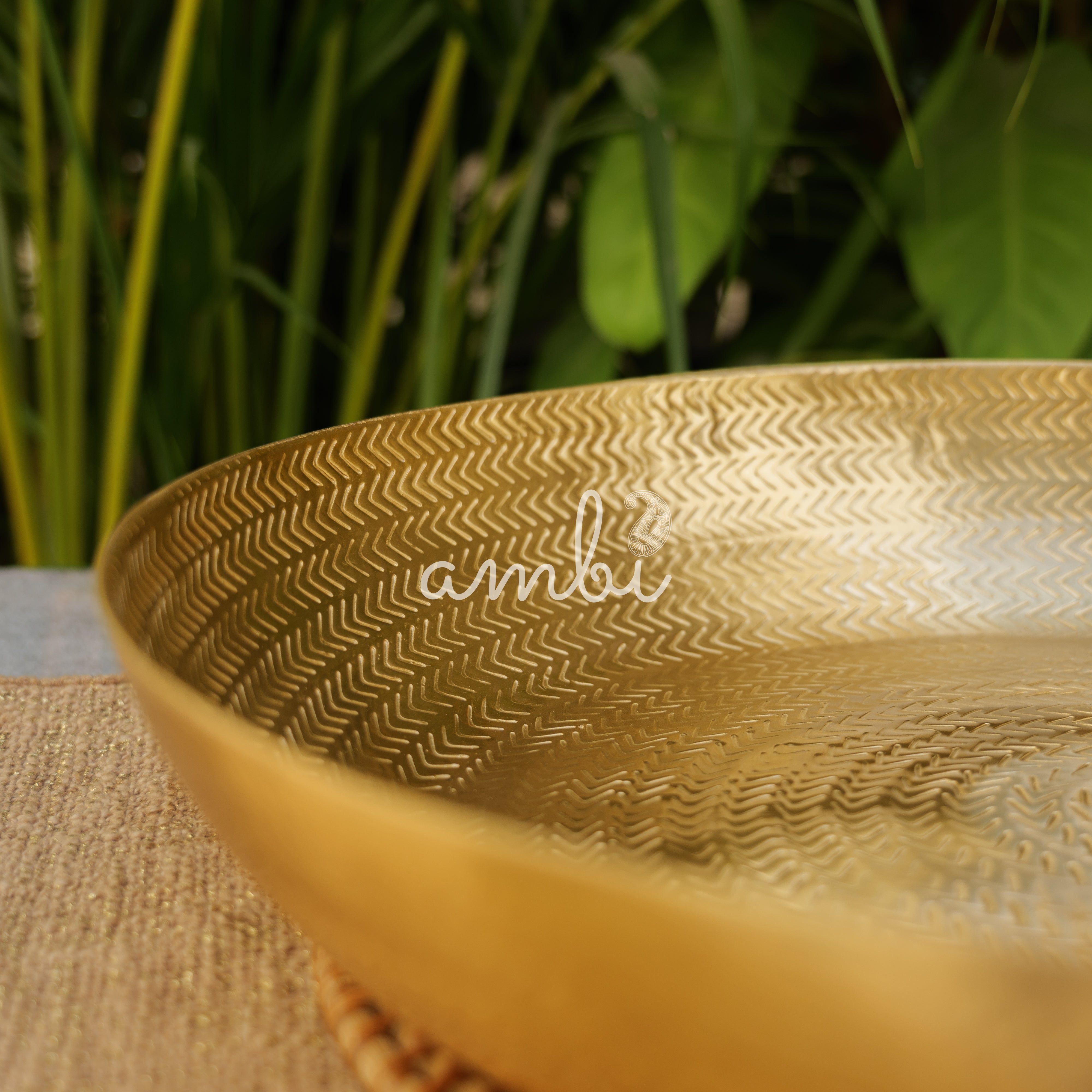 Pure Brass Urli wth Beautiful Pattern - 14 inches Diameter