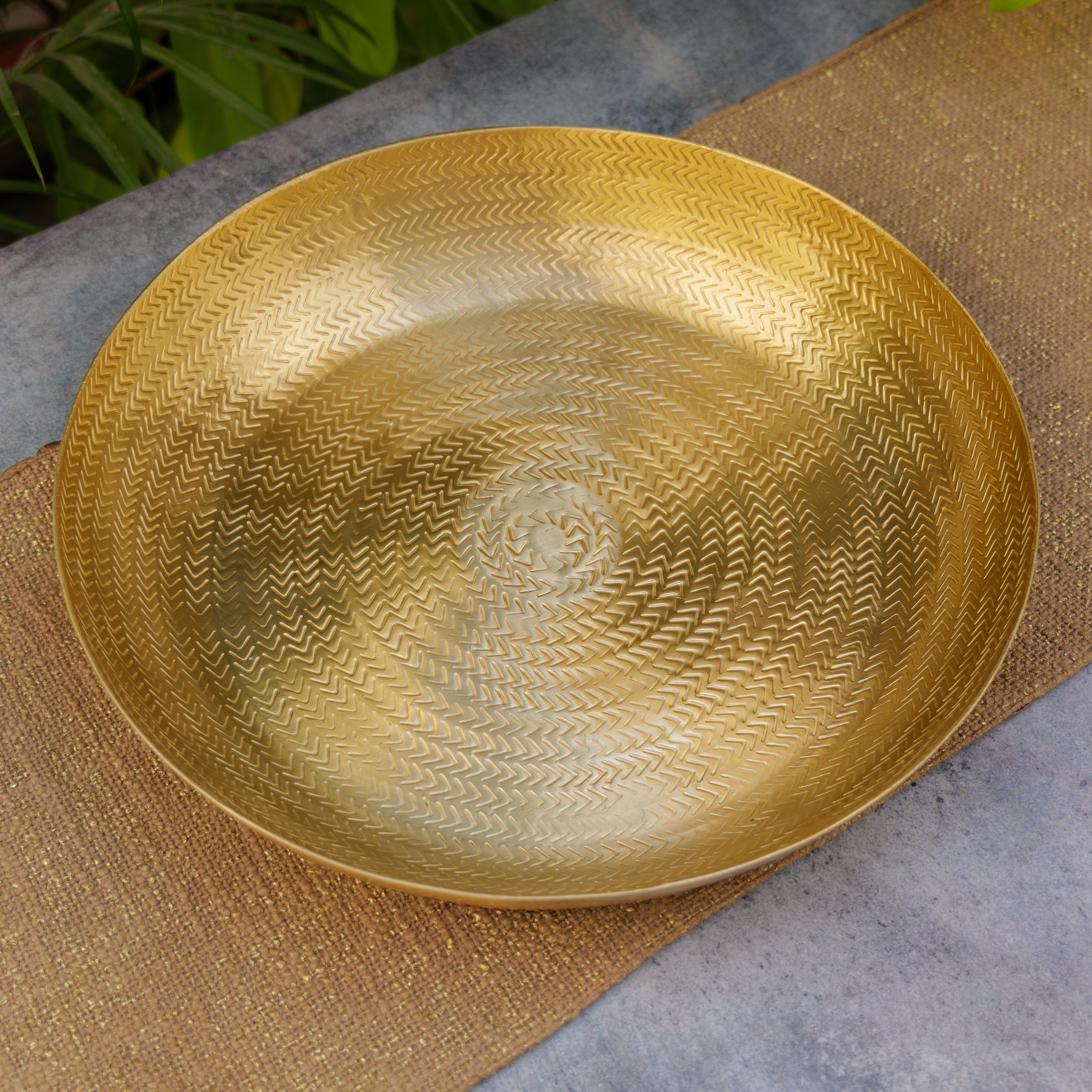 Pure Brass Urli wth Beautiful Pattern - 14 inches Diameter