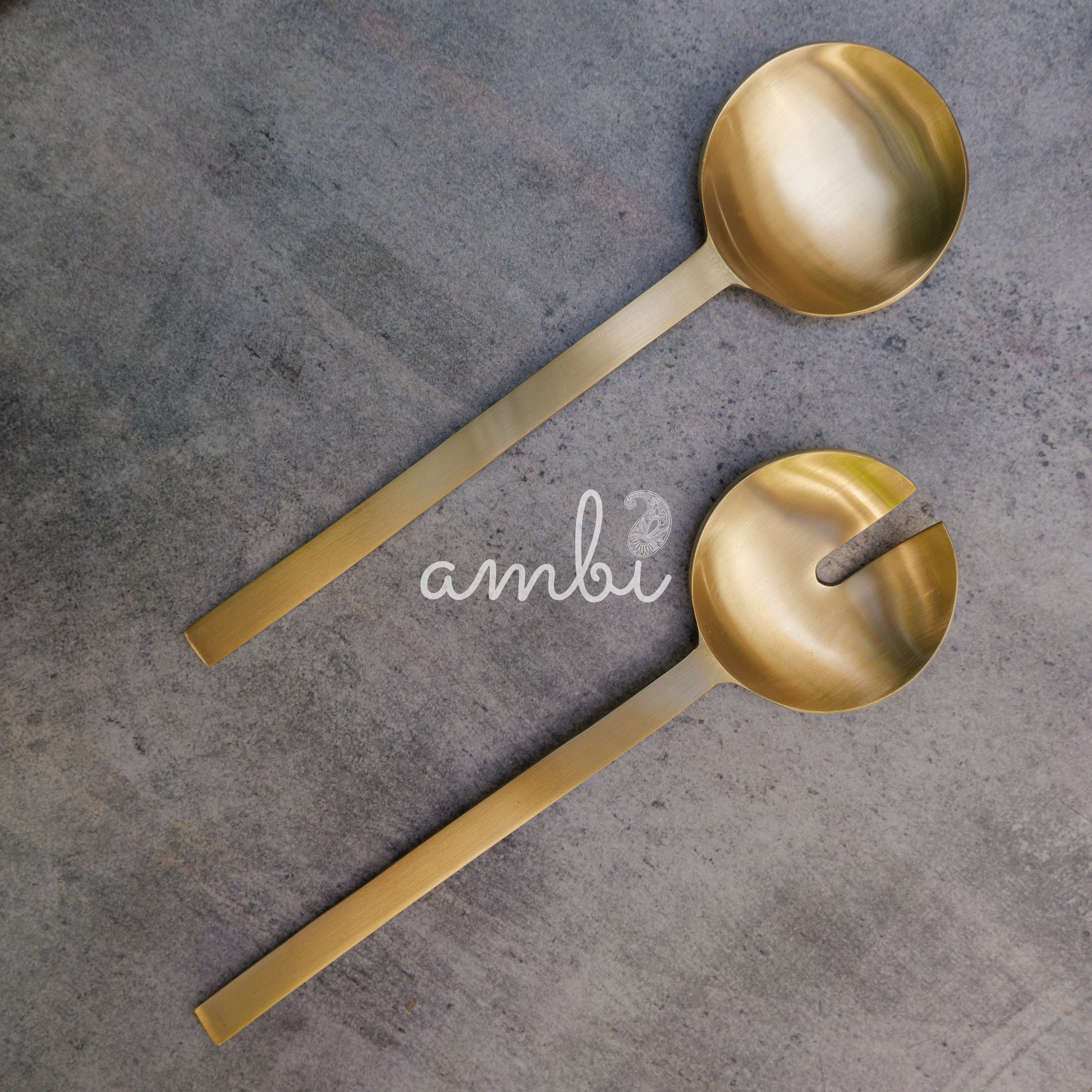 Ambi Pure Brass Salad Server - Set of 2