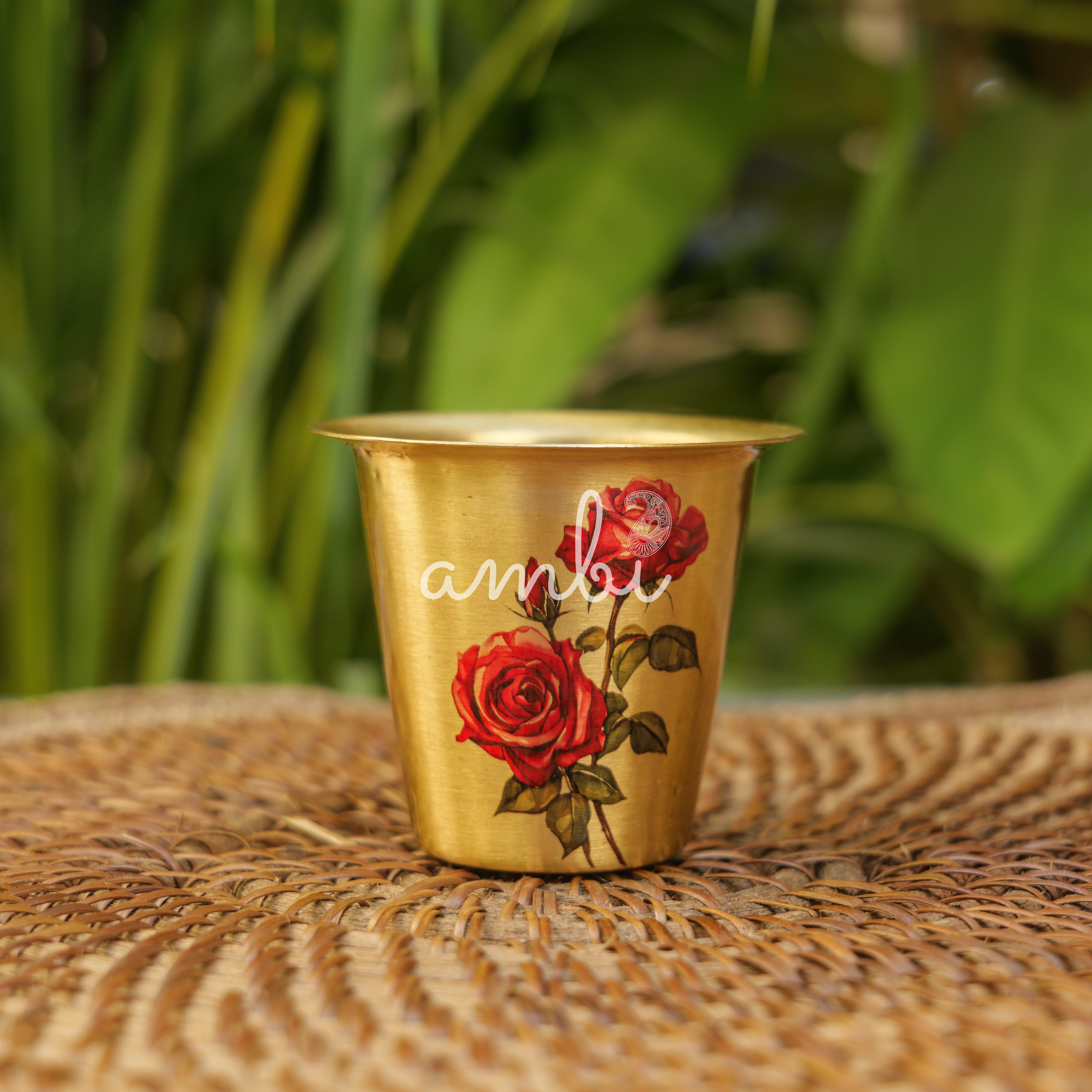 100% Pure Brass Floral Hand Painted Finish South Indian Coffee Dabara Set