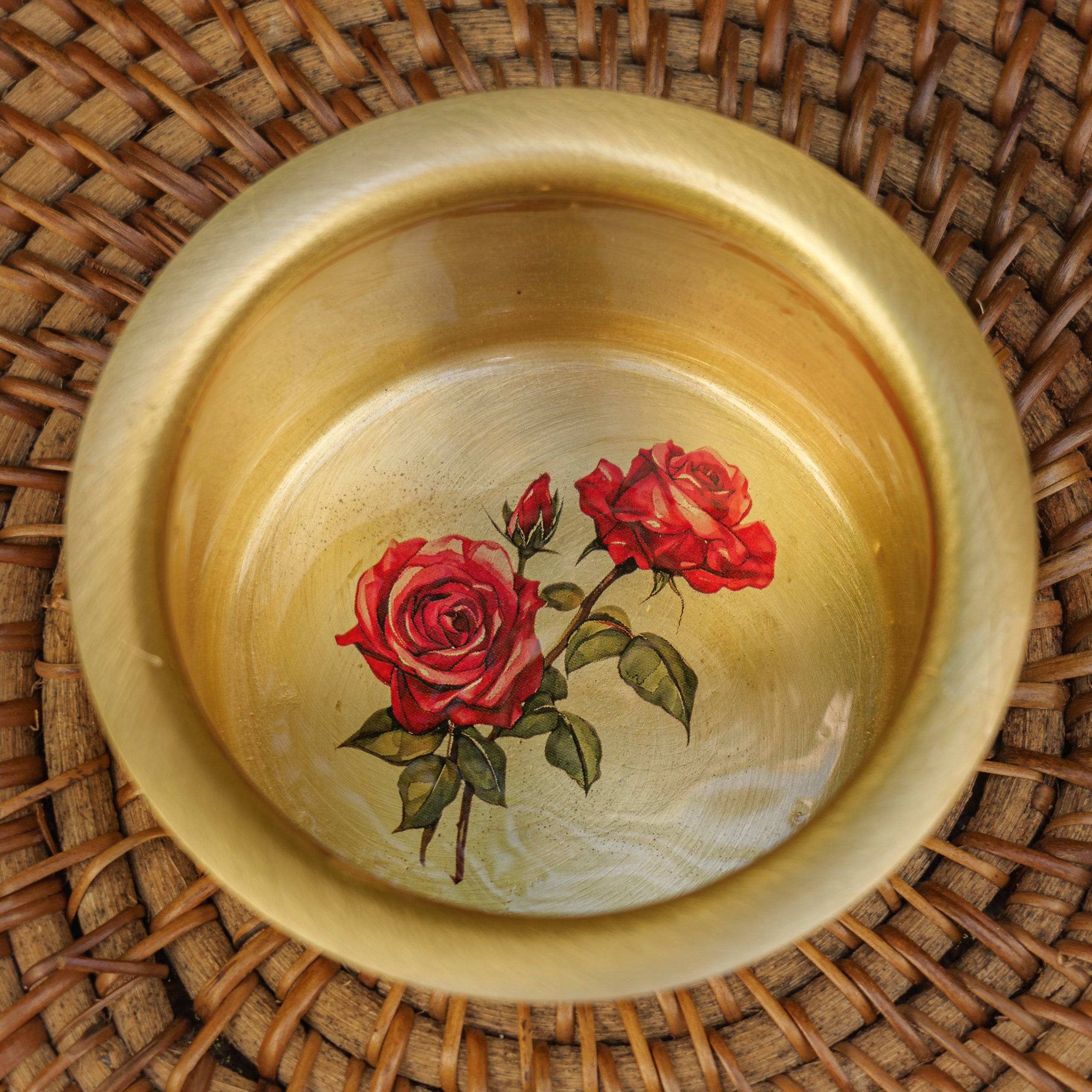 Pure Brass Floral Hand-Painted South Indian Coffee Dabara Set | 130 ML
