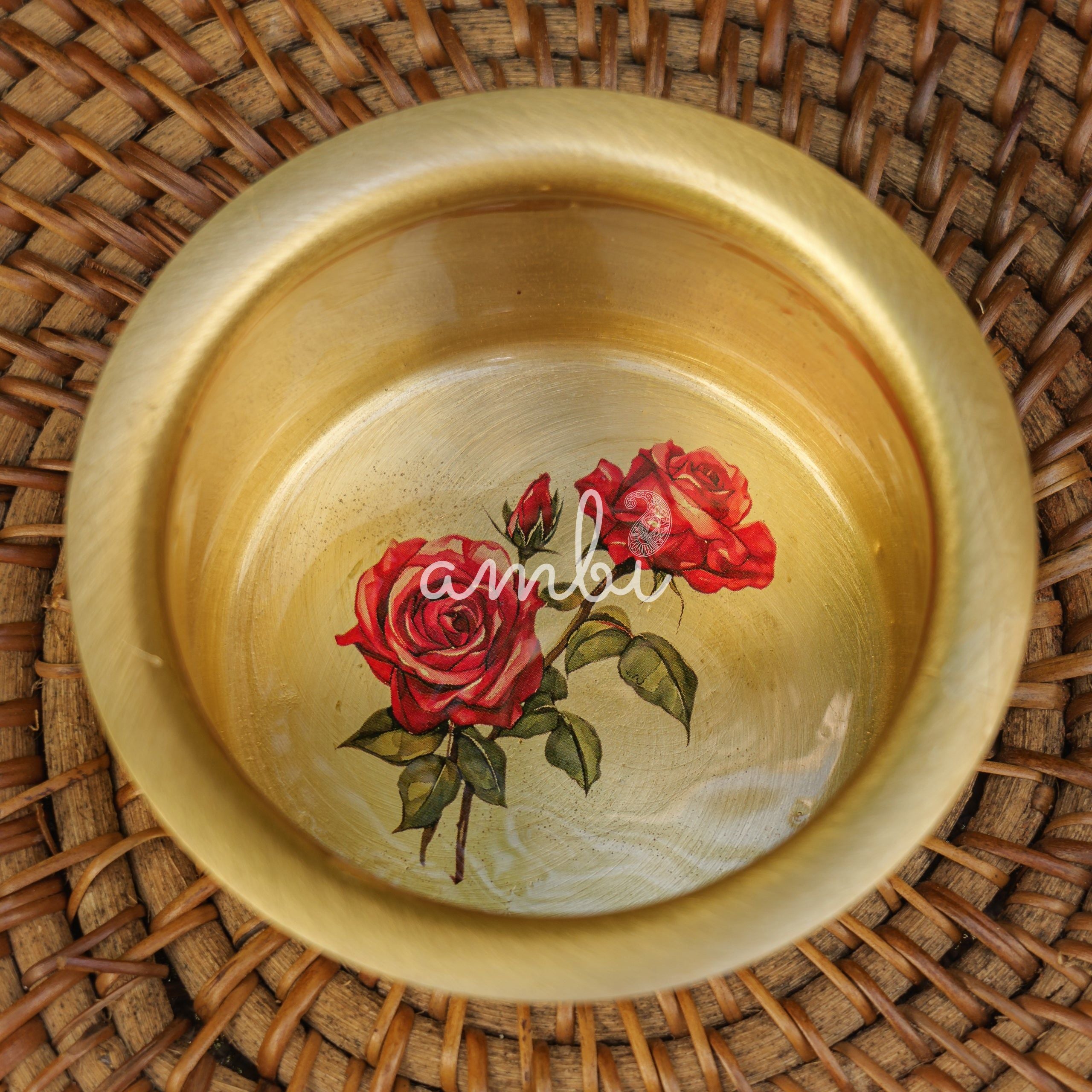 100% Pure Brass Floral Hand Painted Finish South Indian Coffee Dabara Set