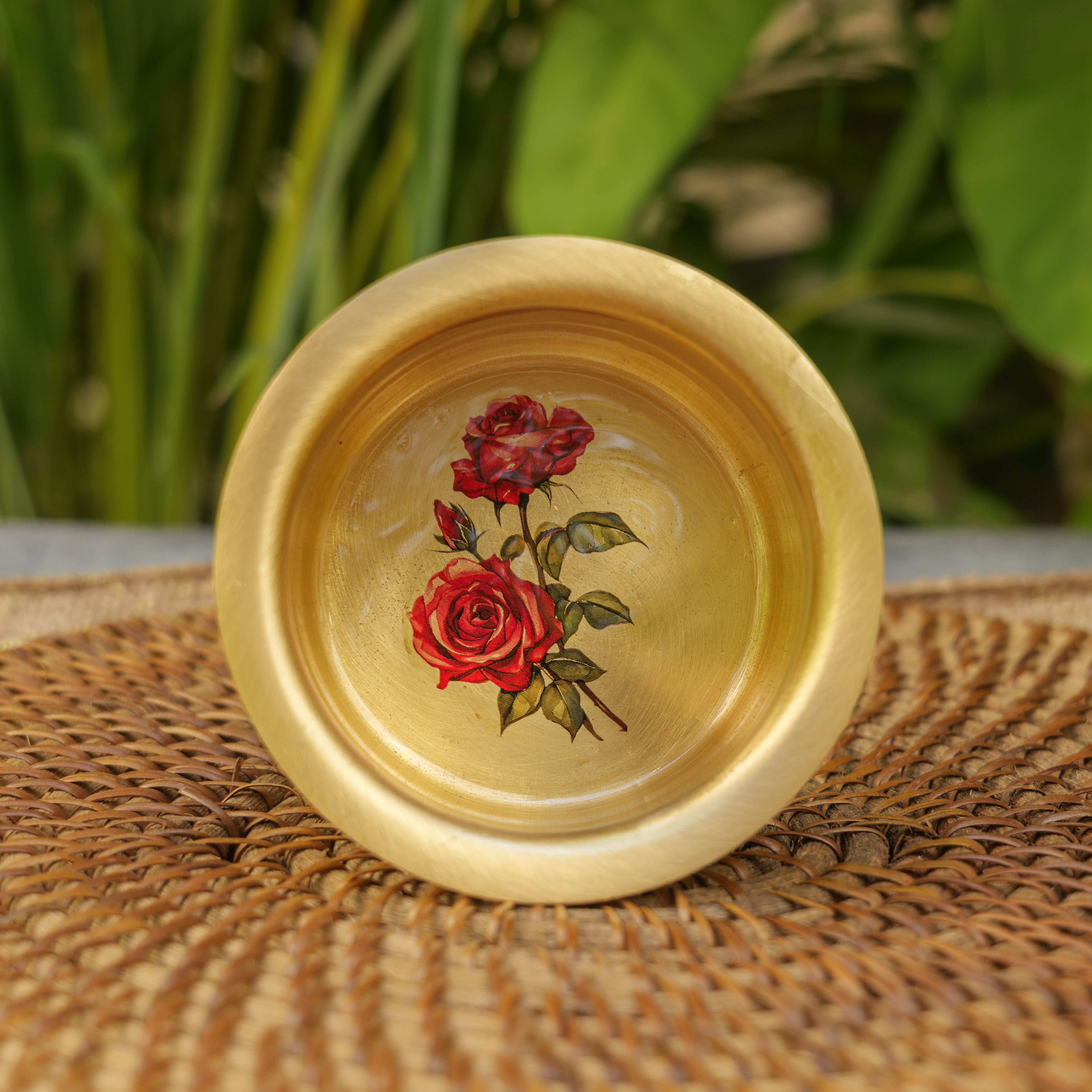 Pure Brass Floral Hand-Painted South Indian Coffee Dabara Set | 130 ML