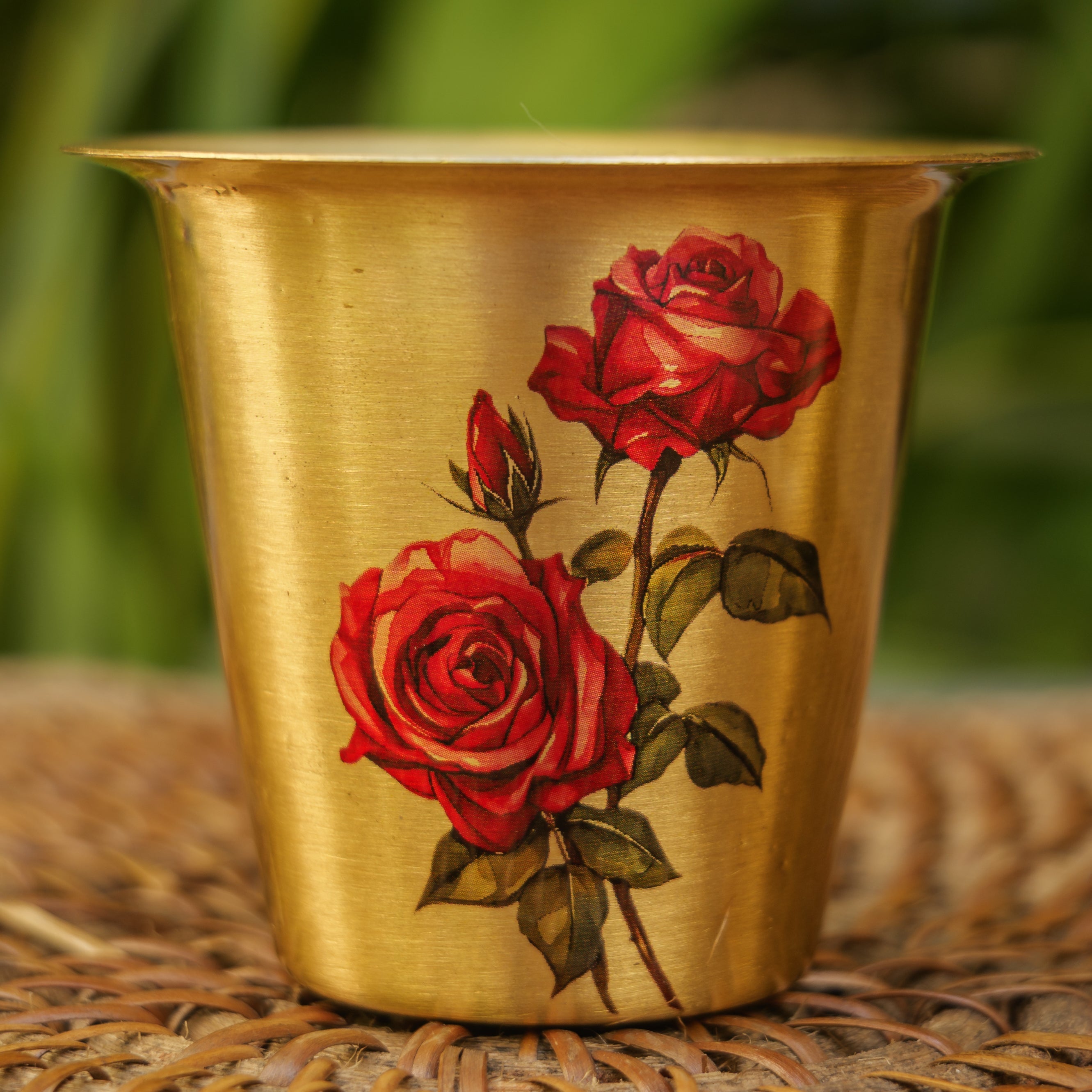 Pure Brass Floral Hand-Painted South Indian Coffee Dabara Set | 130 ML