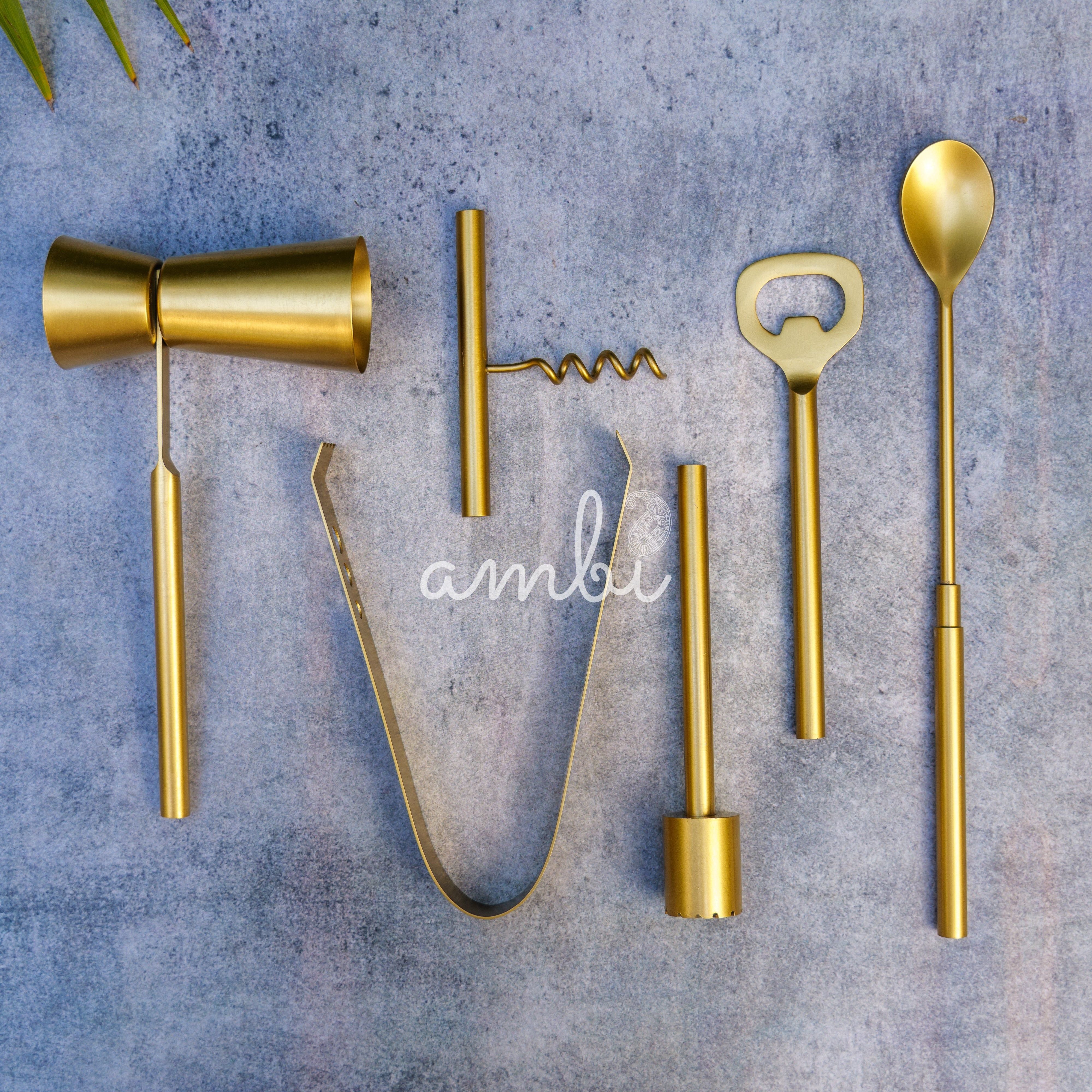 Ambi Pure Brass Bar Tool Set 6 Pcs