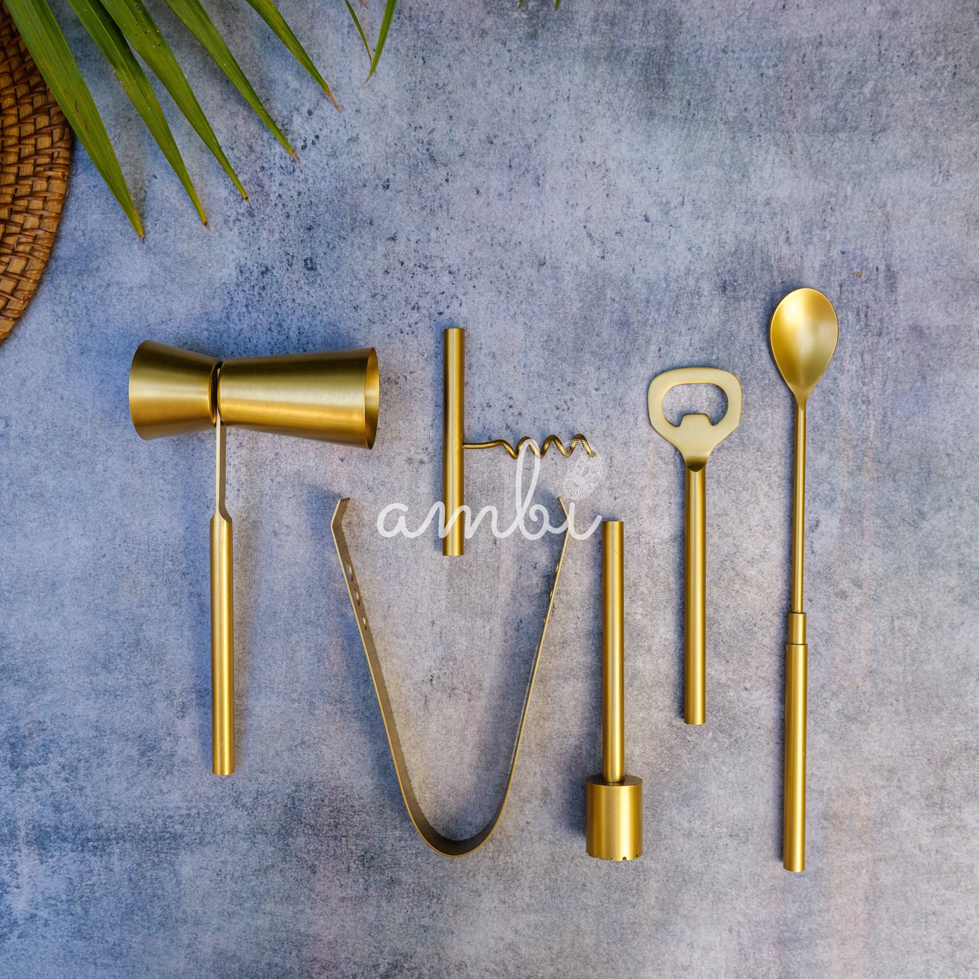 Ambi Pure Brass Bar Tool Set 6 Pcs
