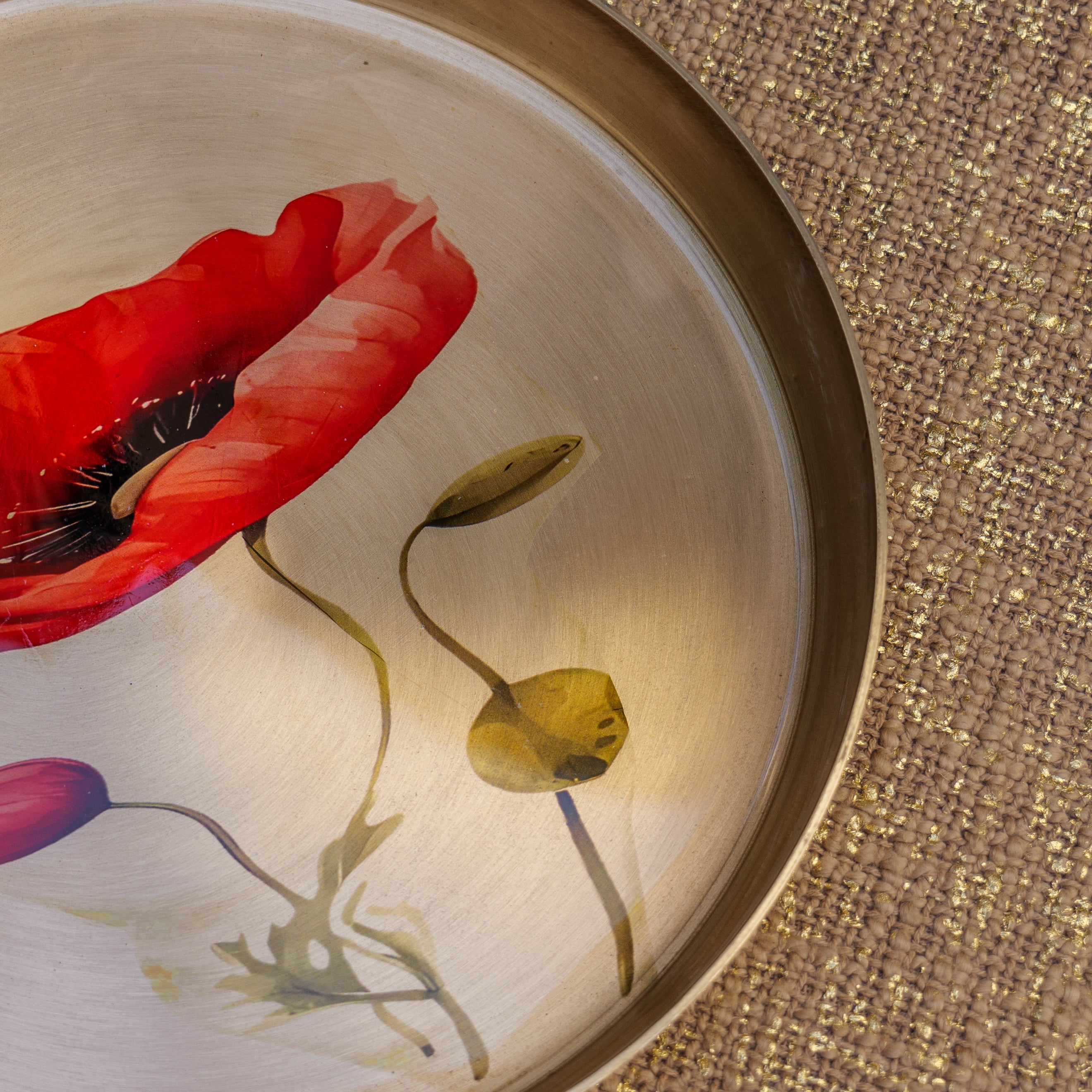 Ambi Lead Free 100% Pure Kansa Floral Hand Painted Finish Plate - a classic design piece