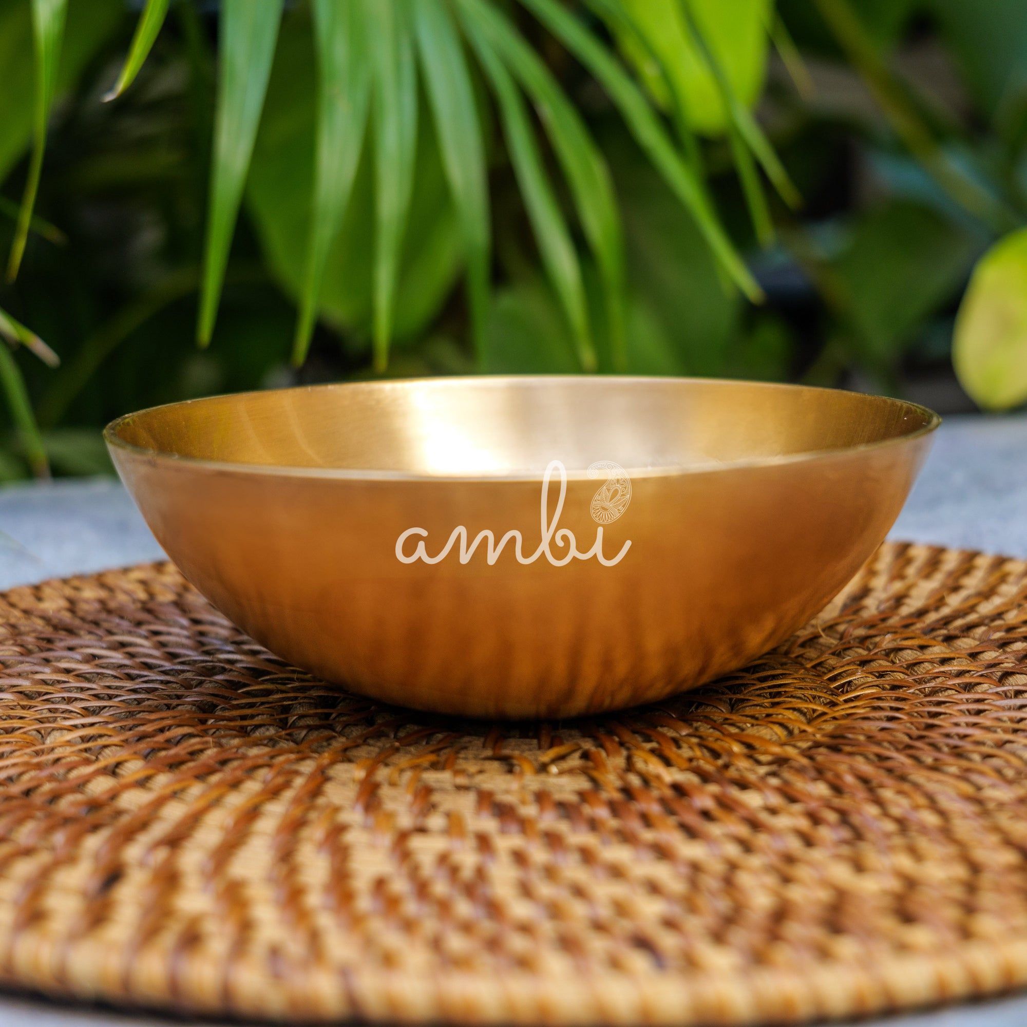 AMBI Lead Free 100% Pure Kansa Floral Hand Painted Finish Katori- Rose Design - 5.5 Inches -470 ML