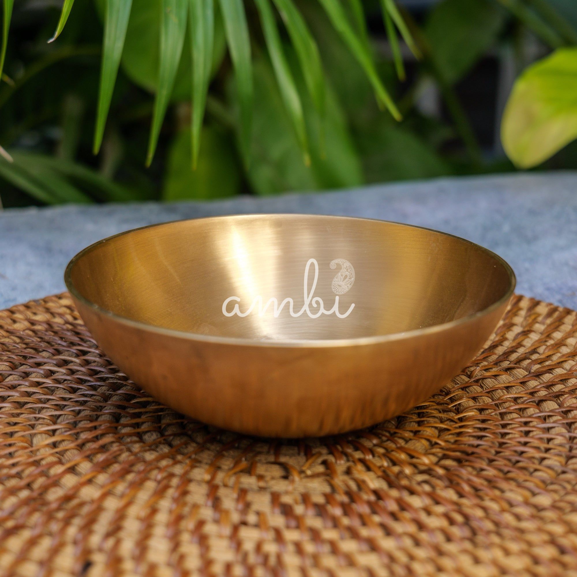 AMBI Lead Free 100% Pure Kansa Floral Hand Painted Finish Katori- Rose Design - 5.5 Inches -470 ML