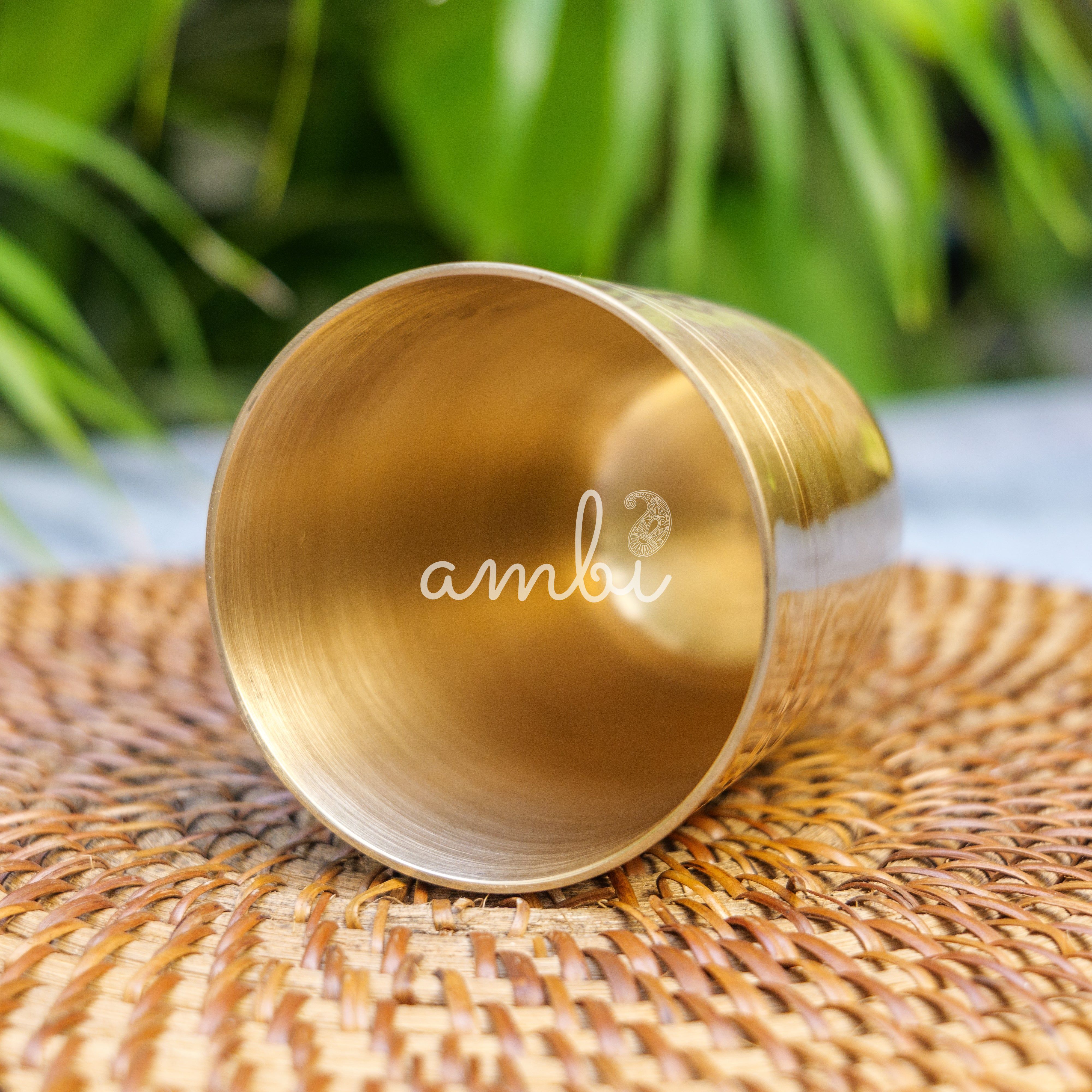 AMBI Lead Free 100% Pure Kansa Floral Hand Painted Finish Glass - 290 ML