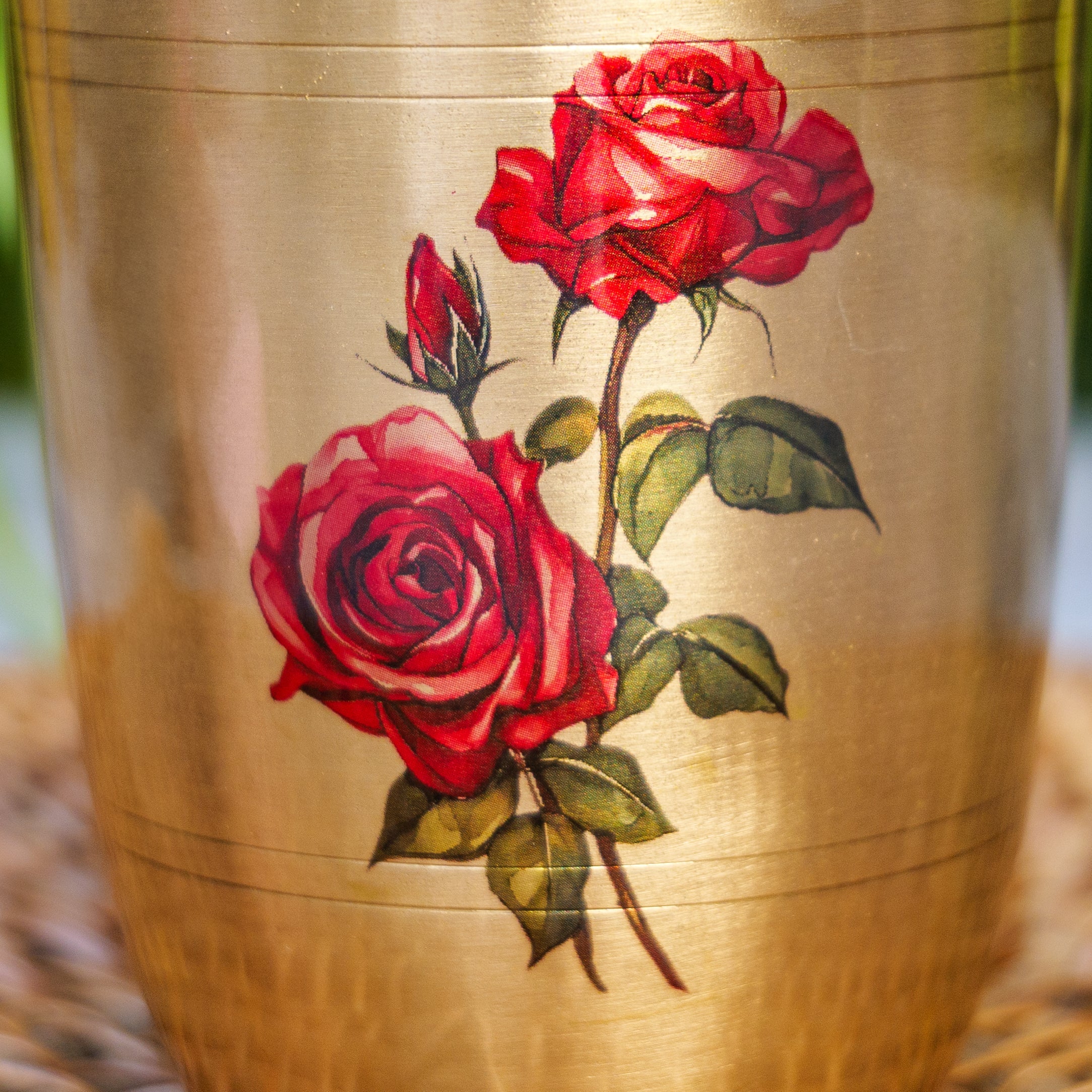Ambi Pure Kansa Floral Hand-Painted Glass 290 ML – 100% Lead-Free Bronze Drinking Glass