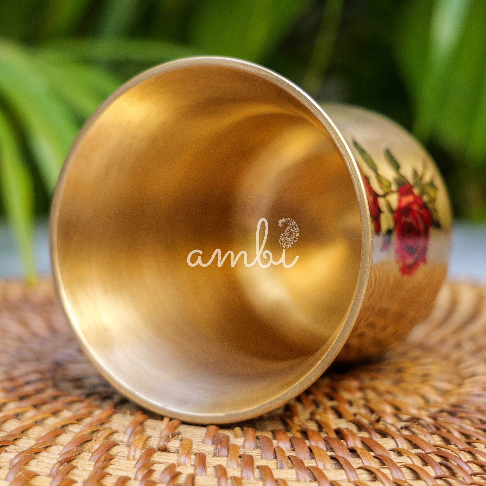 Lead Free 100% Pure Kansa Floral Hand Painted Finish Plate - Rose Design - 275 ML