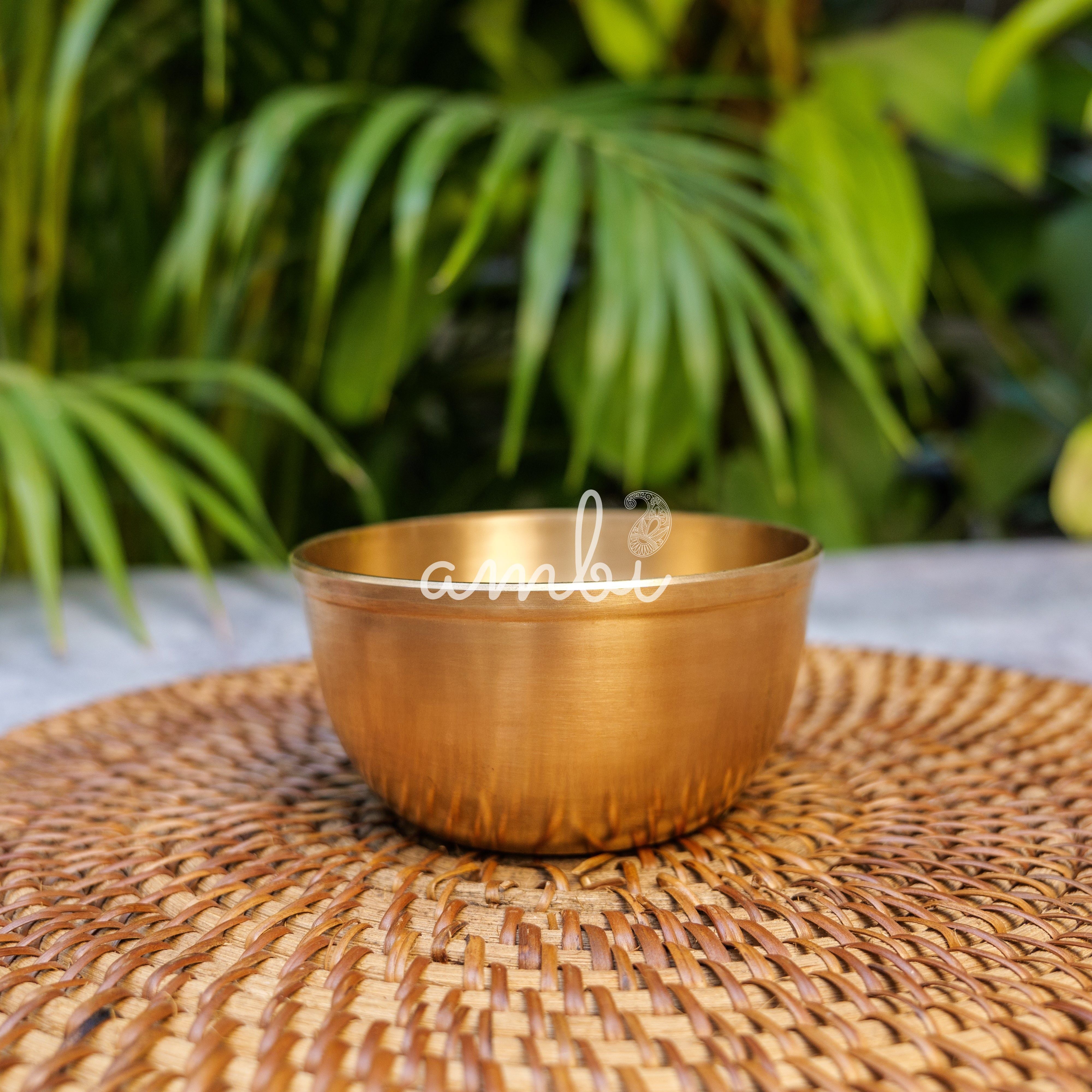 AMBI Lead Free 100% Pure Kansa Small Floral Hand Painted Finish Bowl - Rose Design - 4 Inches - 270 ML