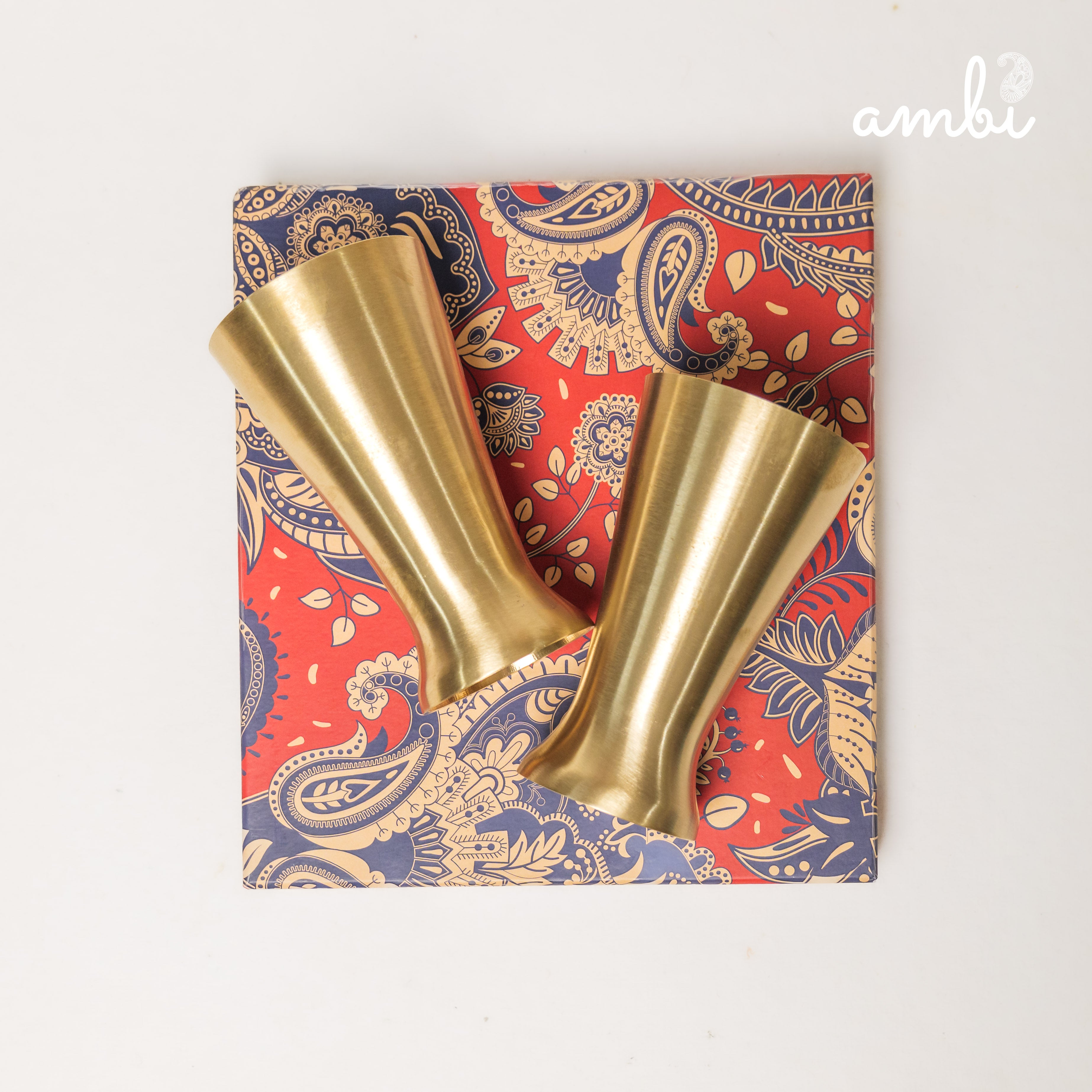 Ambi Gift Set of 2 Royal Lead Free 100% Pure Kansa Glass 200 ml Each