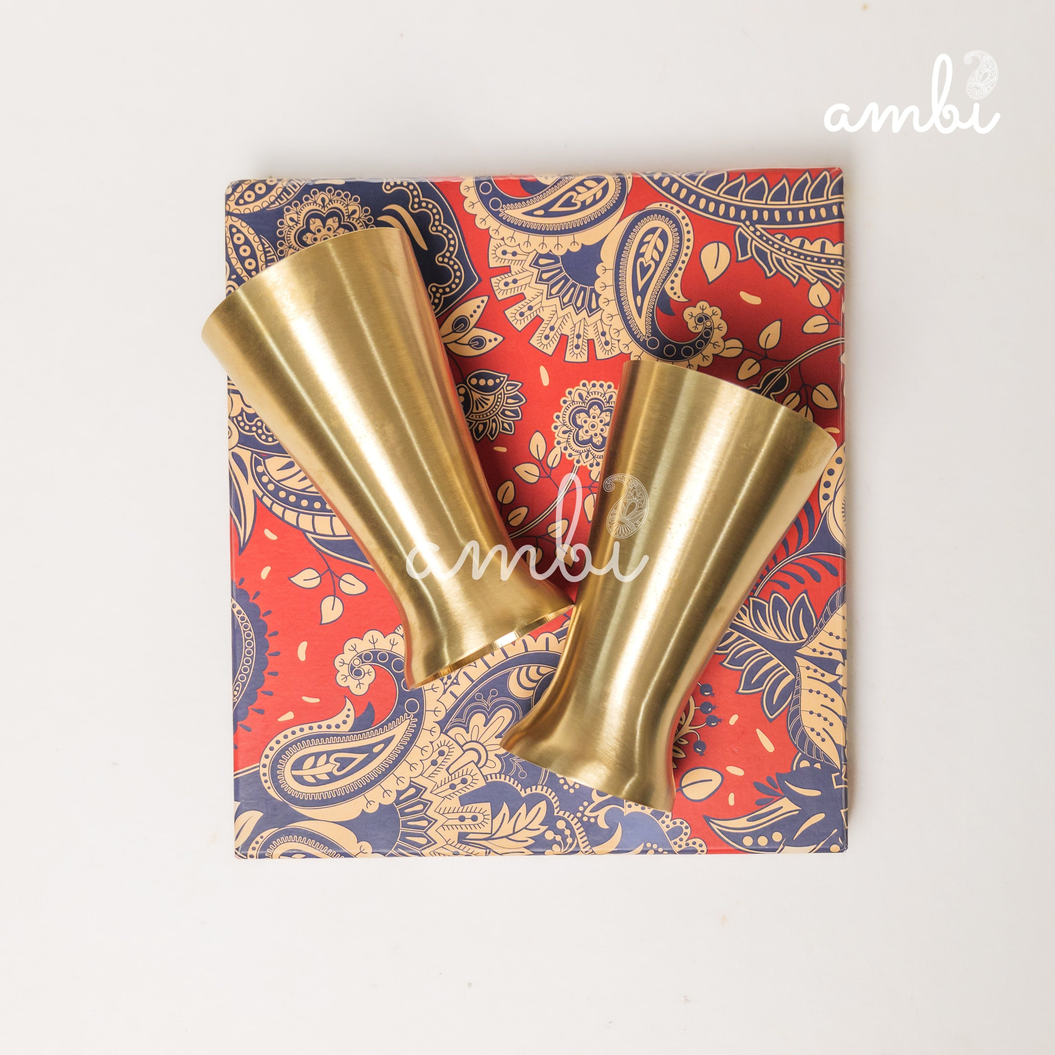 Ambi Gift Set of 2 Royal Lead Free 100% Pure Kansa Glass 200 ml Each
