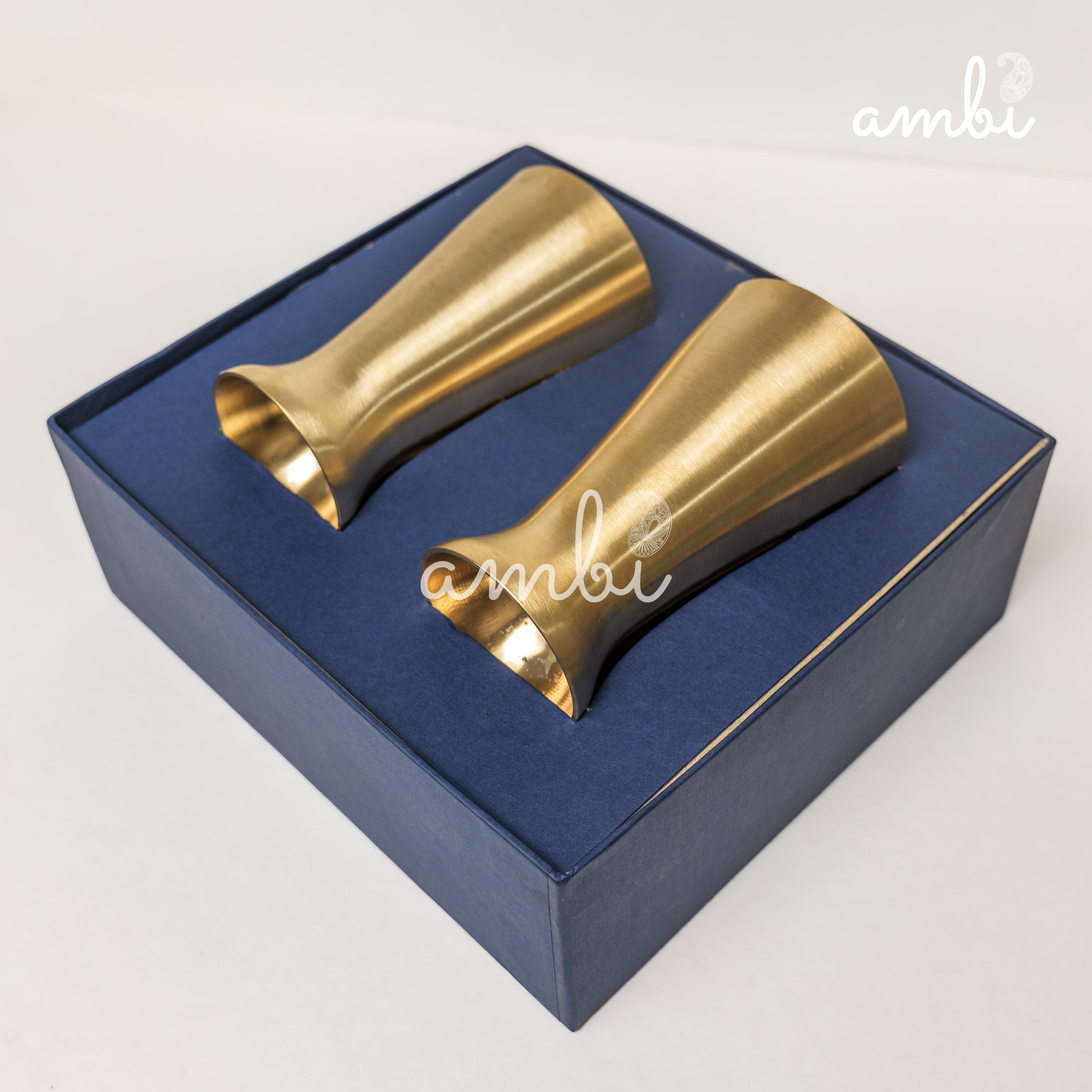 Ambi Gift Set of 2 Royal Lead Free 100% Pure Kansa Glass 200 ml Each