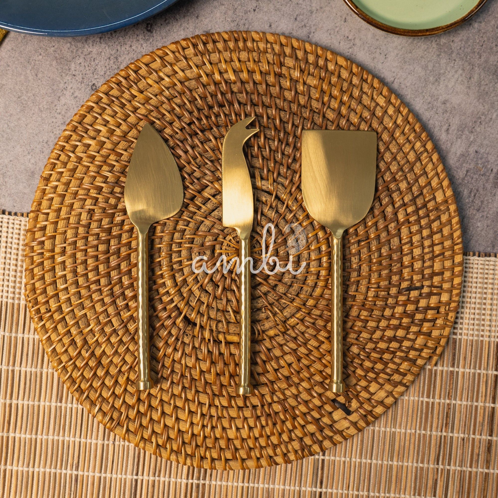 Exquisite Brass Cheese Knives Cutlery Set of 3