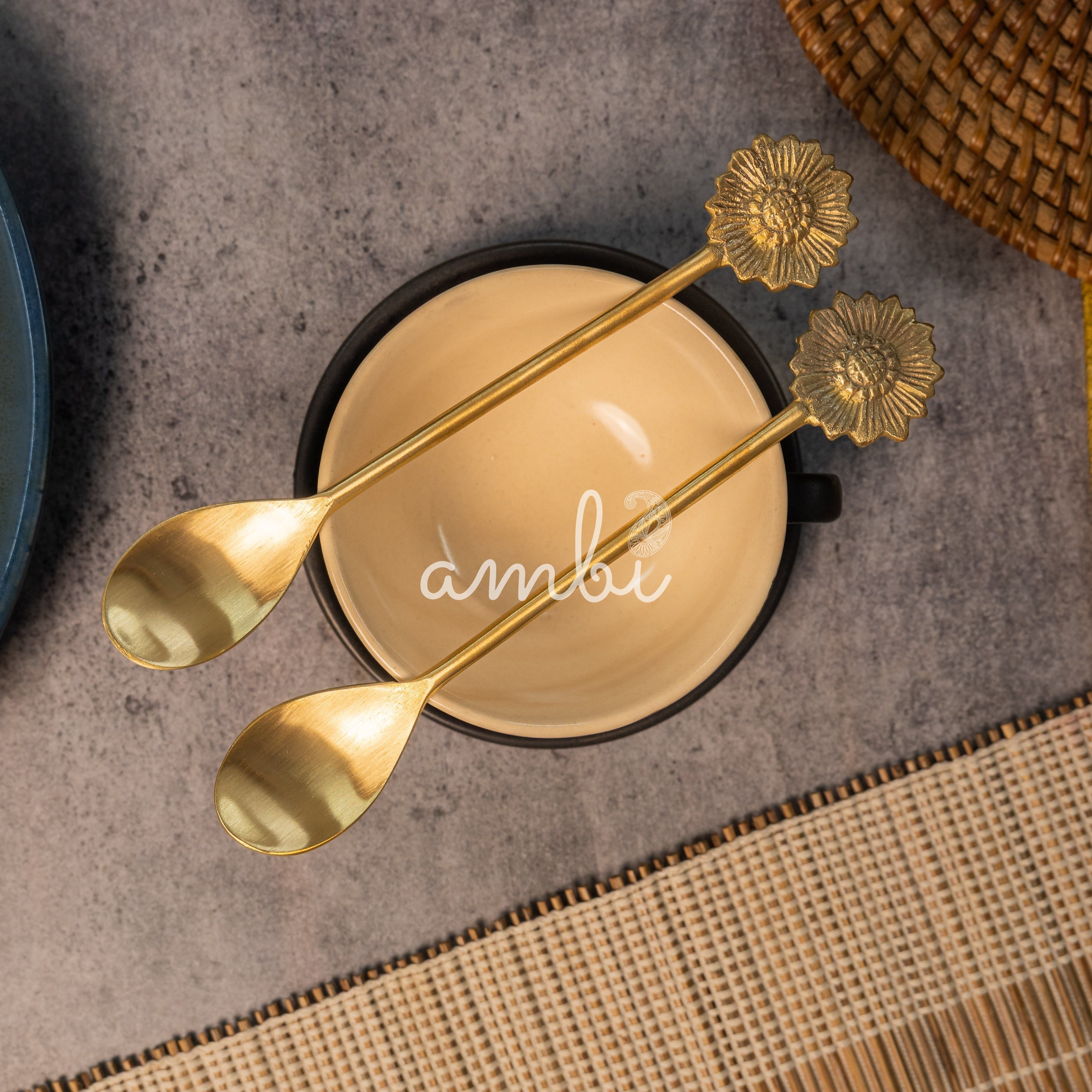 Exquisite Brass Tea / Coffee Spoon Set - Set of 2