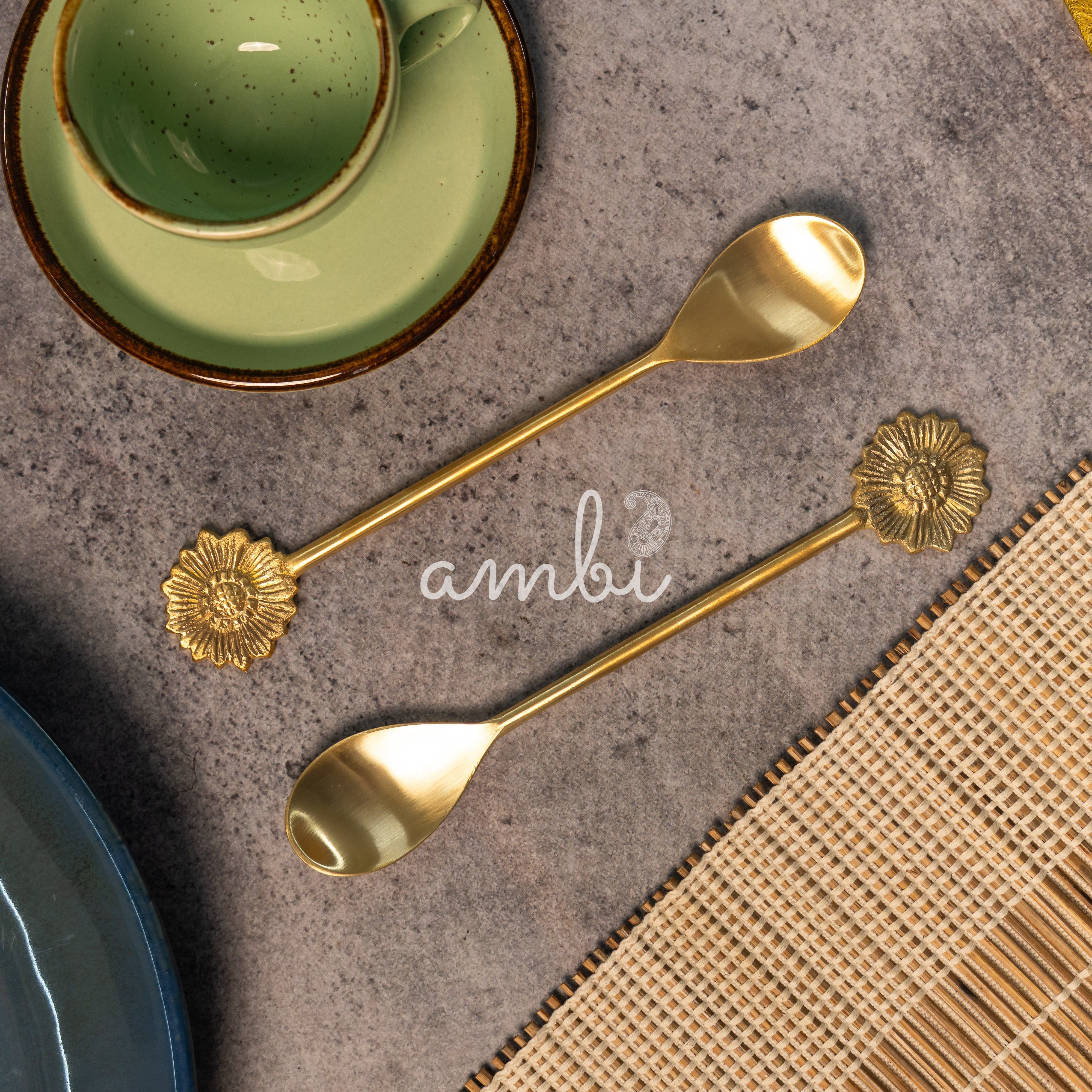 Exquisite Brass Tea / Coffee Spoon Set - Set of 2