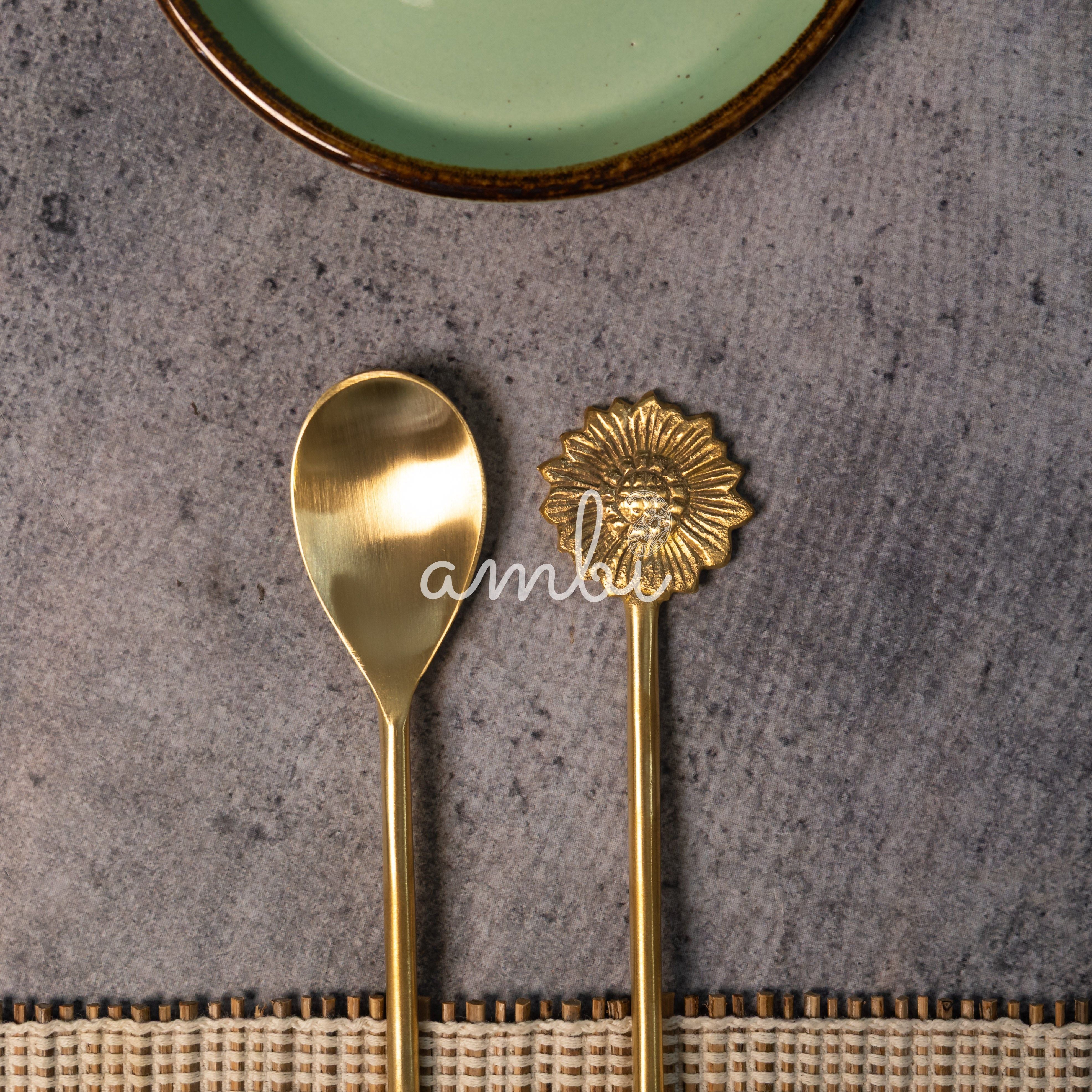 Exquisite Brass Tea / Coffee Spoon Set - Set of 2