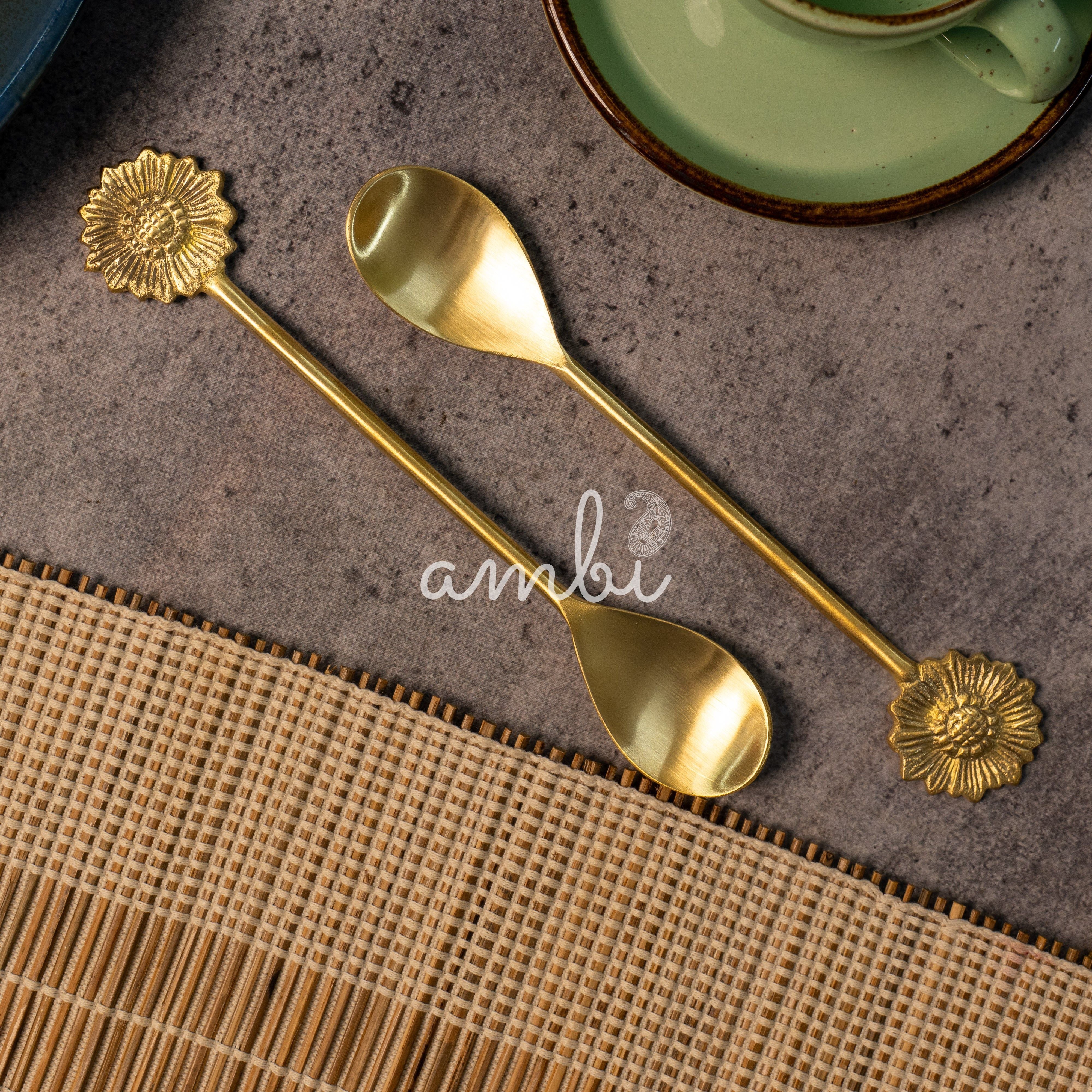 Exquisite Brass Tea / Coffee Spoon Set - Set of 2
