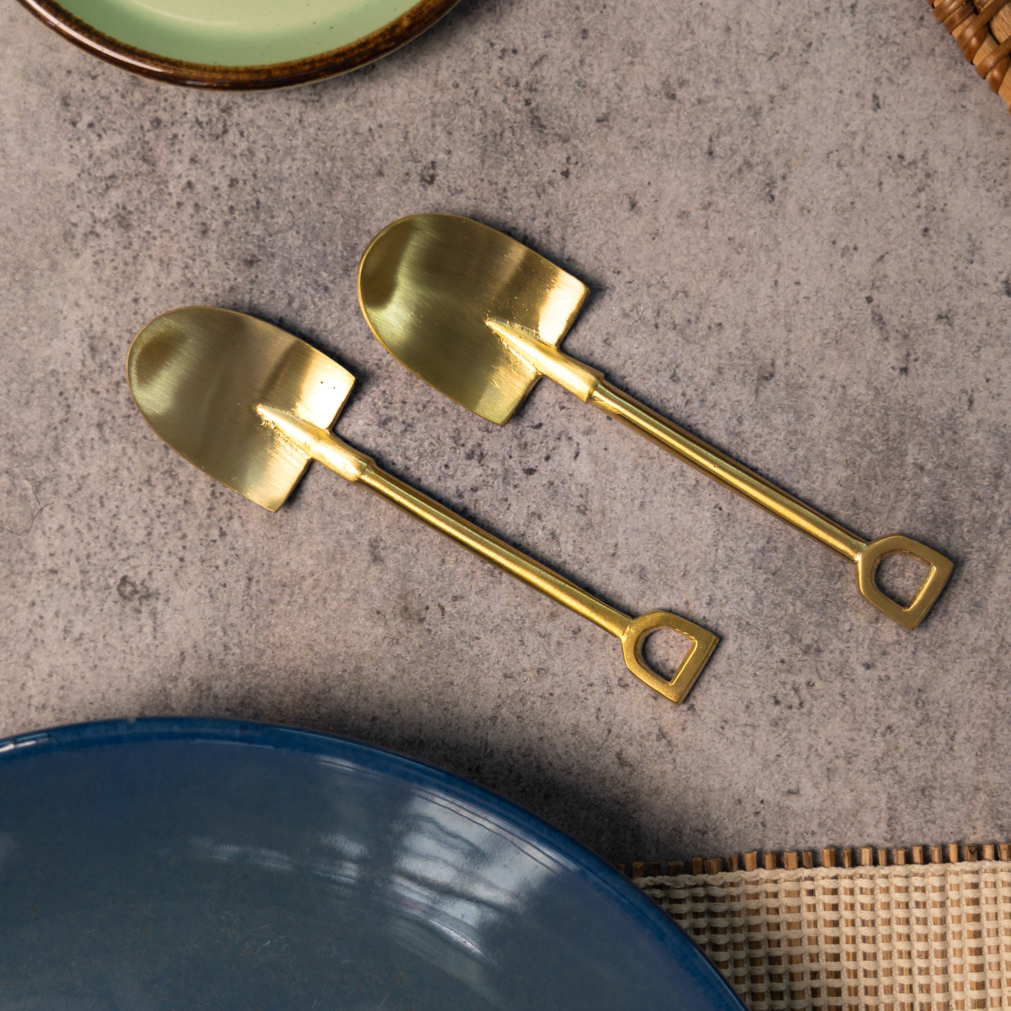 Exquisite Brass Spade Shape Tea Coffee Spoon Set - Set of 2 (Spade)