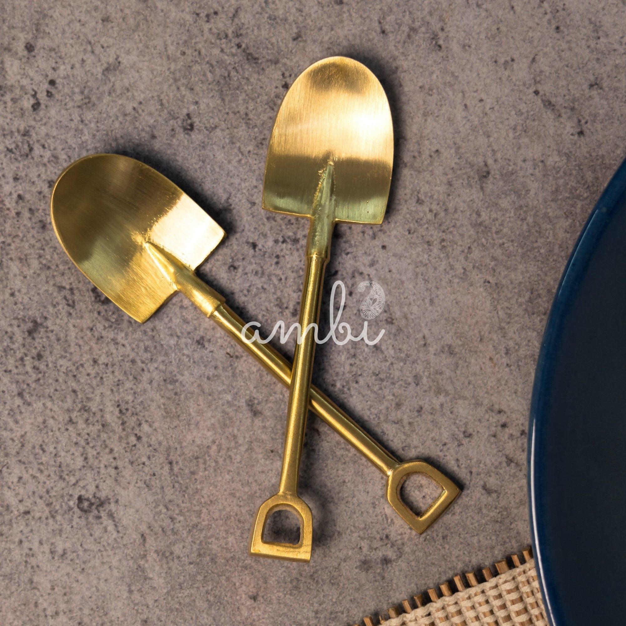 Exquisite Brass Spade Shape Tea Coffee Spoon Set - Set of 2 (Spade)