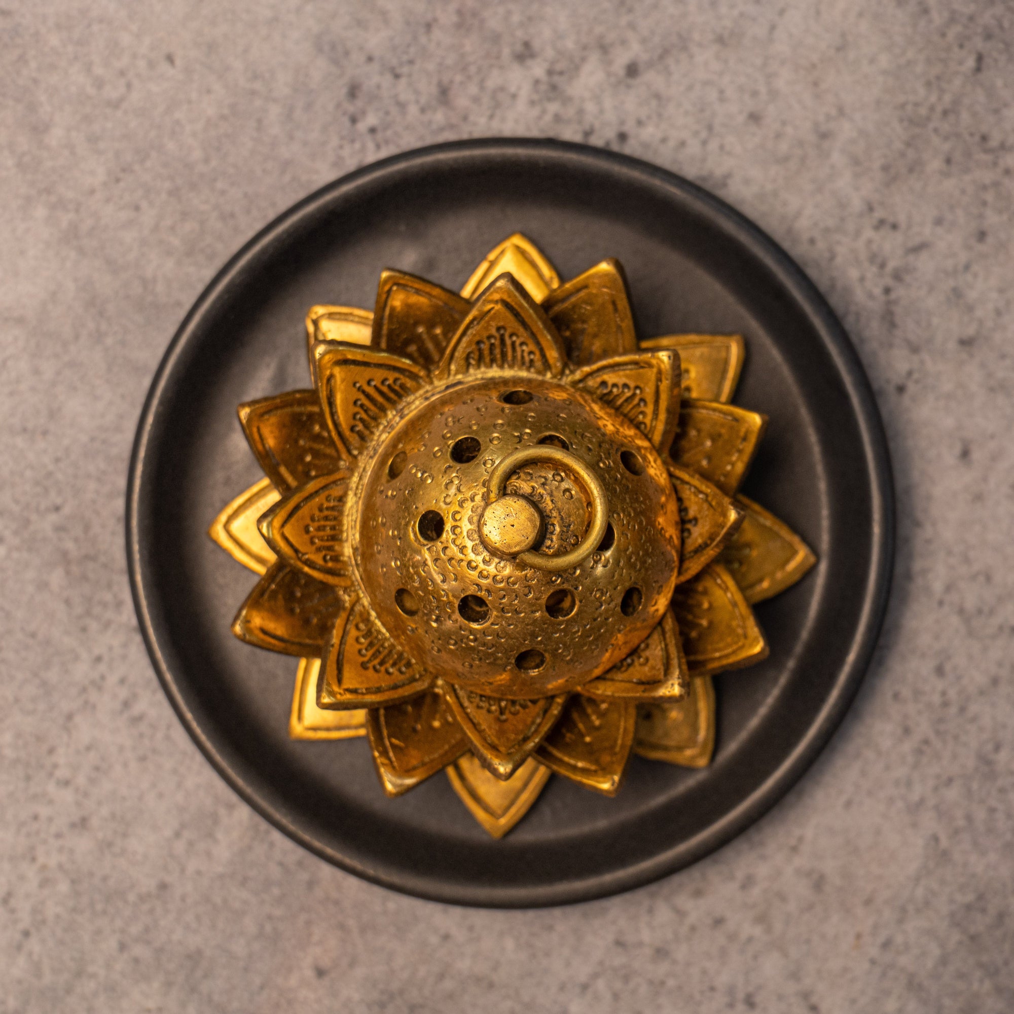 Ambi Pure Brass Dhoop Dani Incense Burner Lotus Shaped