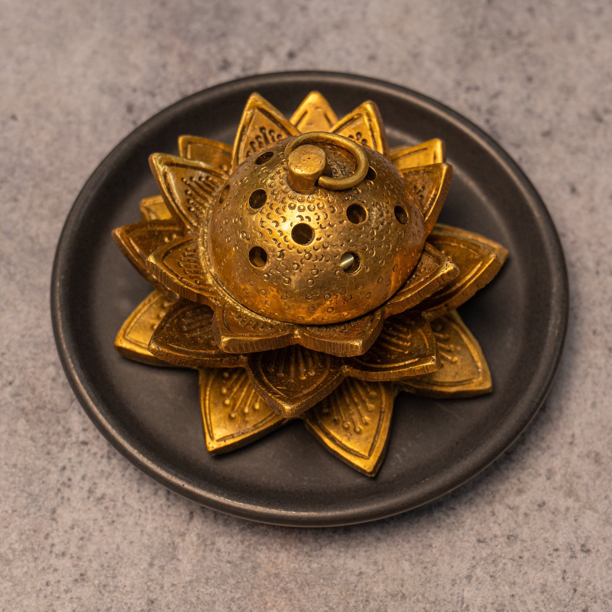 Ambi Pure Brass Dhoop Dani Incense Burner Lotus Shaped