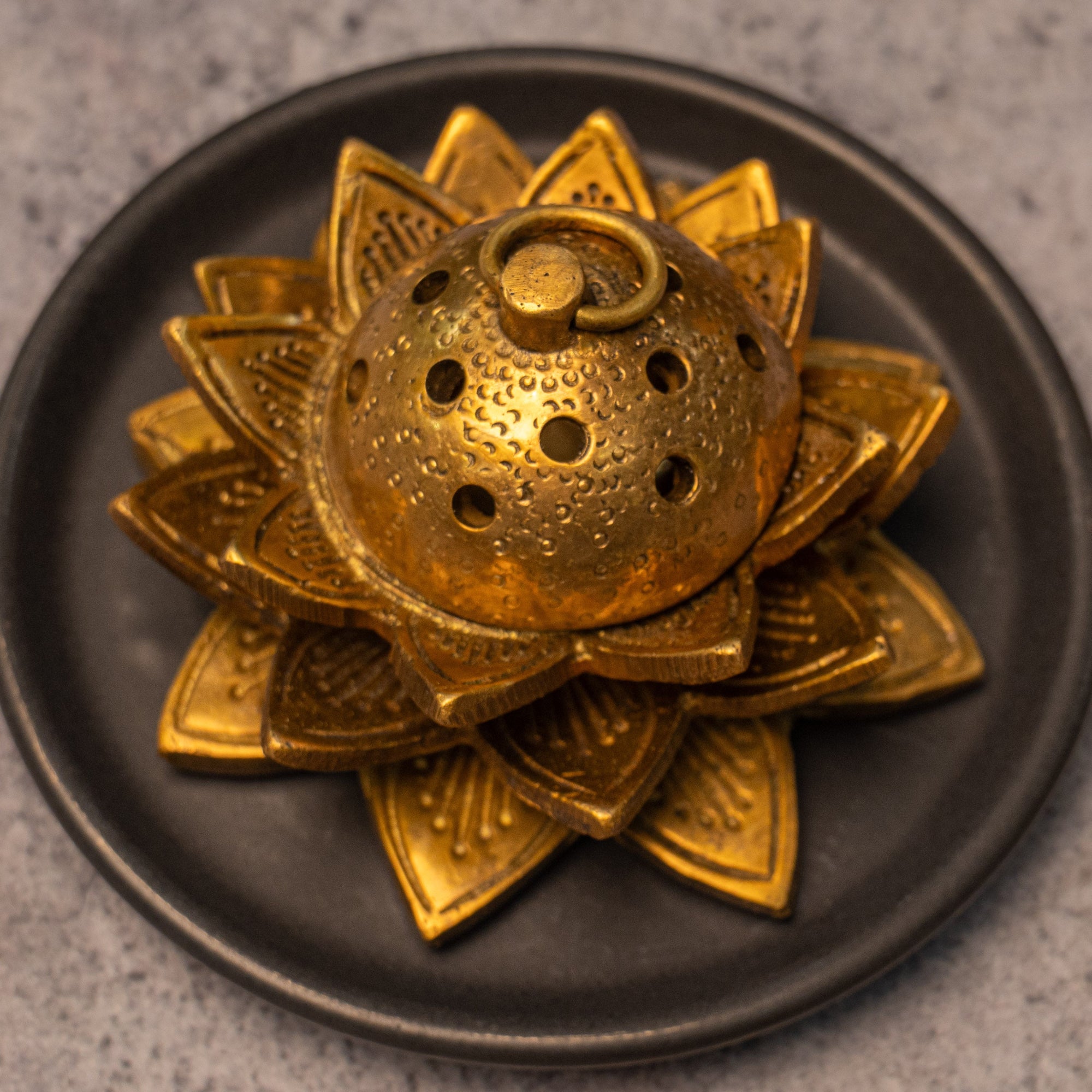 Ambi Pure Brass Dhoop Dani Incense Burner Lotus Shaped