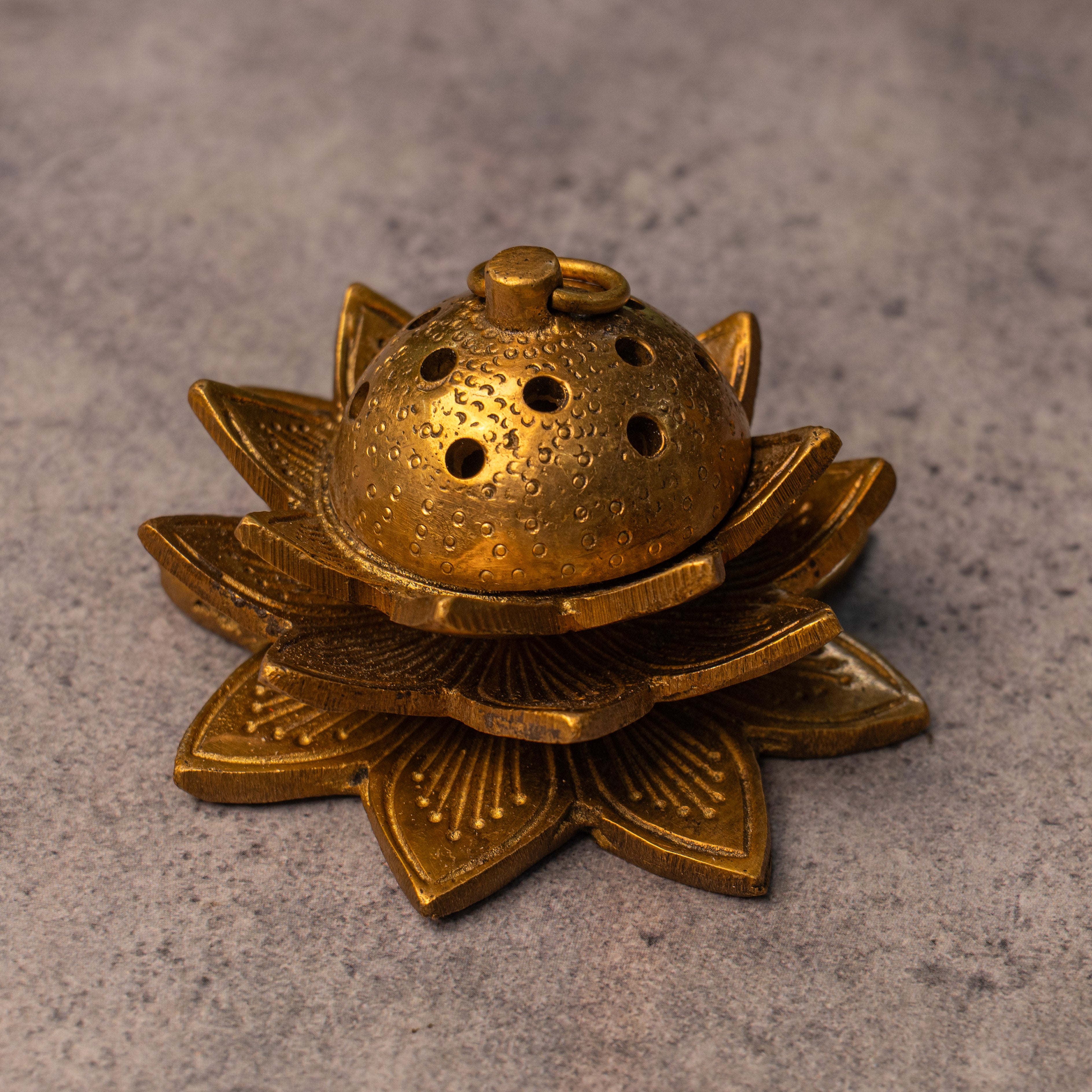 Ambi Pure Brass Dhoop Dani Incense Burner Lotus Shaped