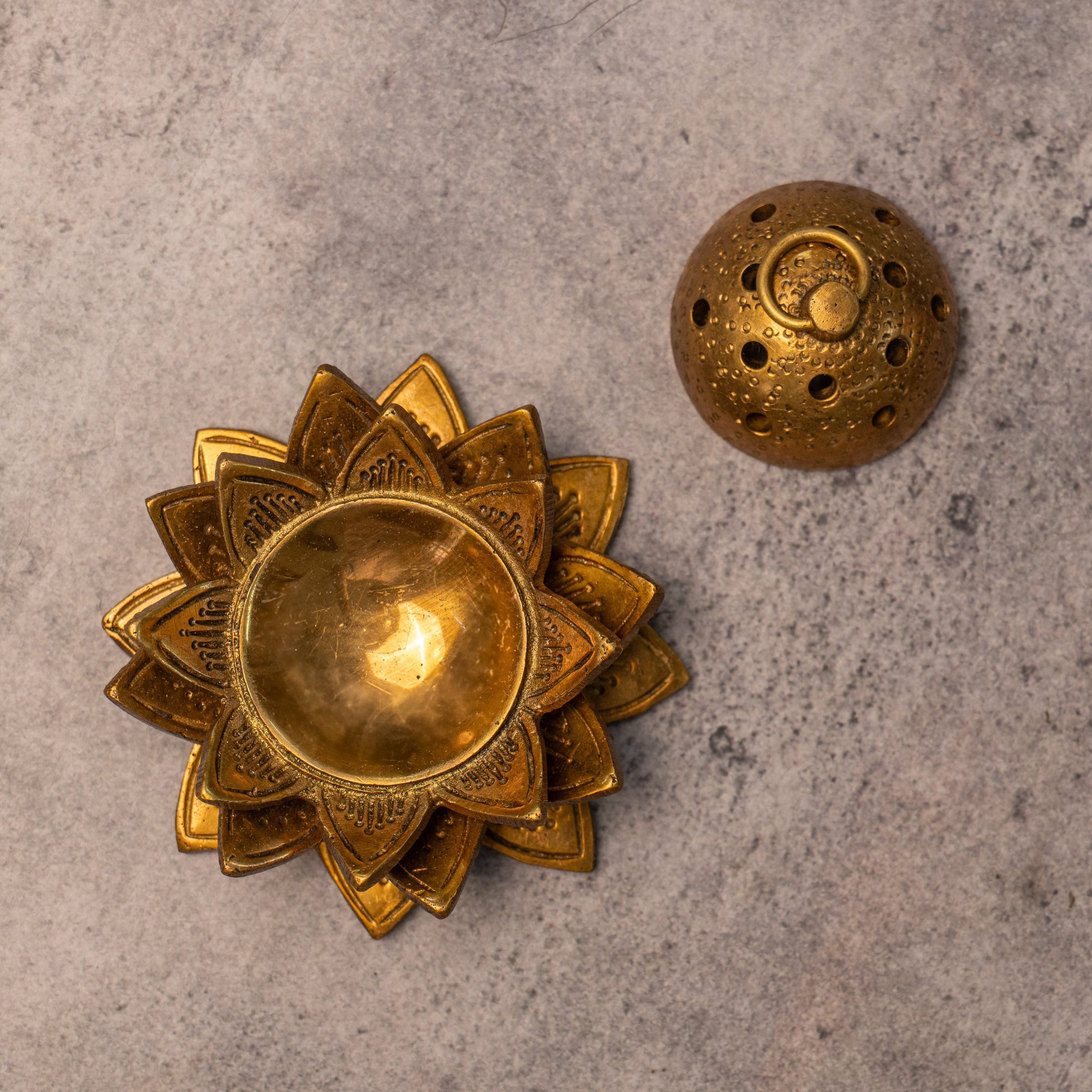 Ambi Pure Brass Dhoop Dani Incense Burner Lotus Shaped