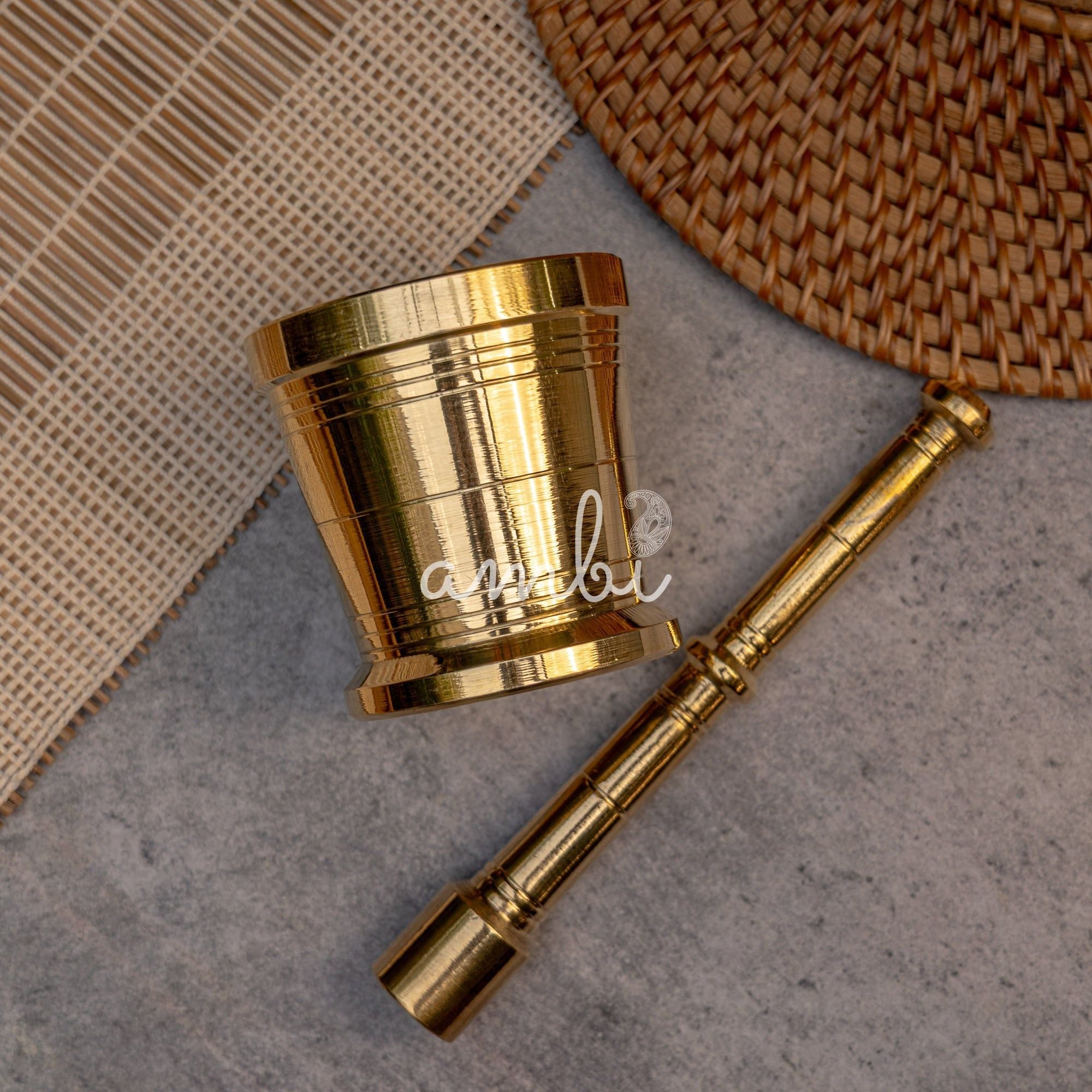 Ambi Brass Utensils Mortar and Pestle (Imamdasta)