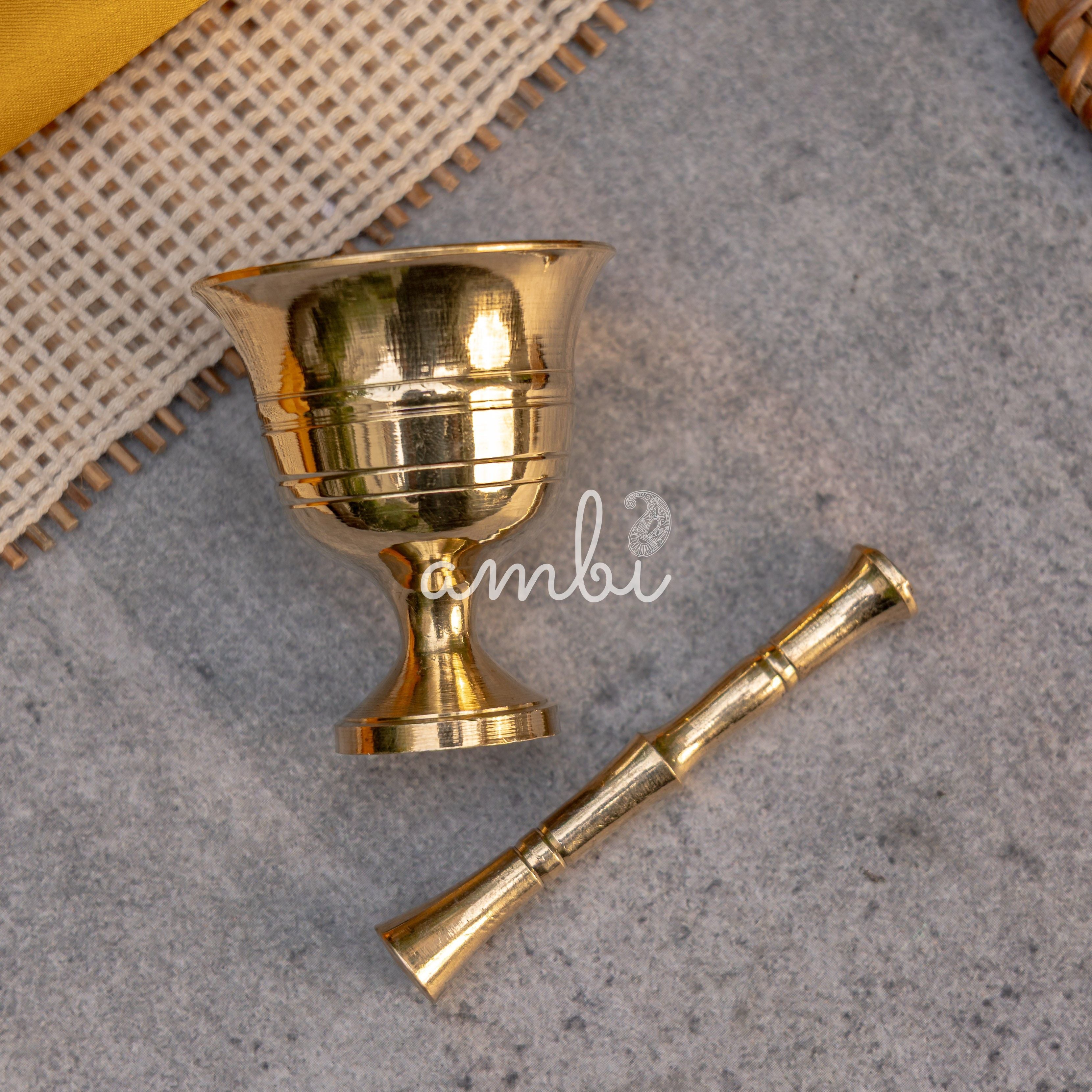 Pure Brass Mini Imam Dasta/Mortar and Pestle Set