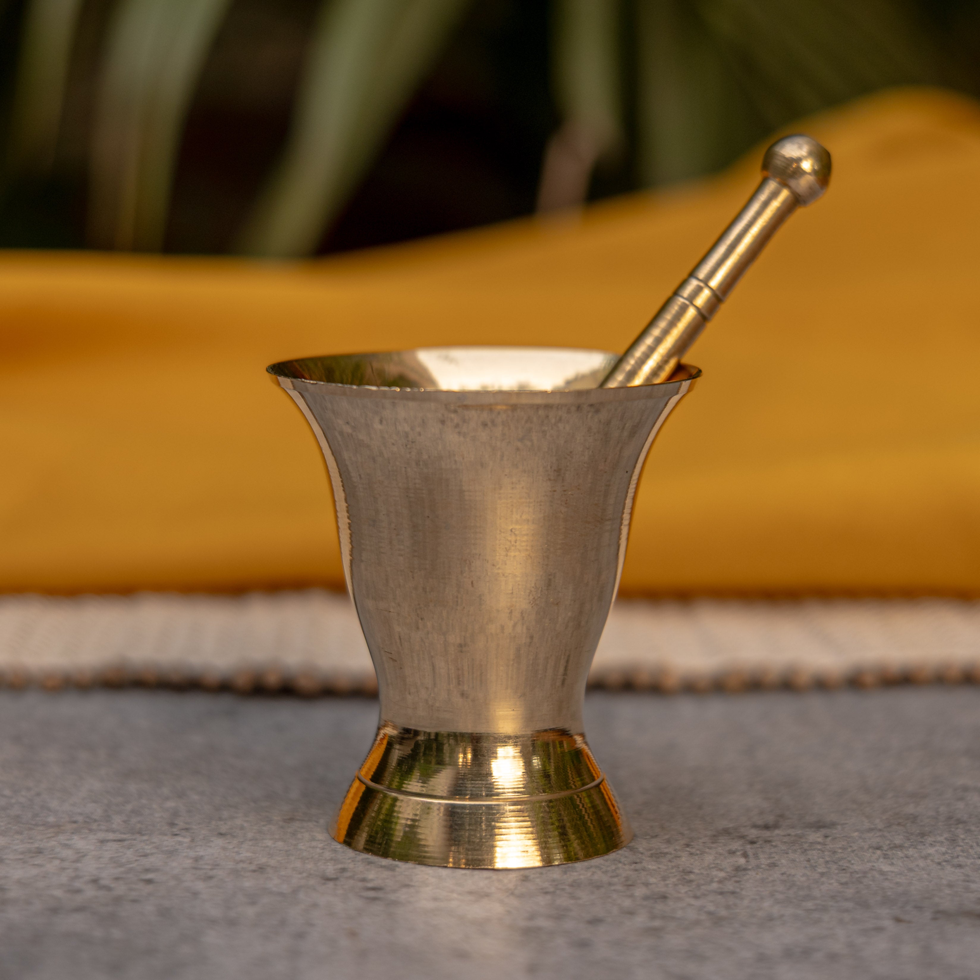 Pure Brass Mini Imam Dasta/Mortar and Pestle Set - For Kesar / Cardamon / Cloves Etc