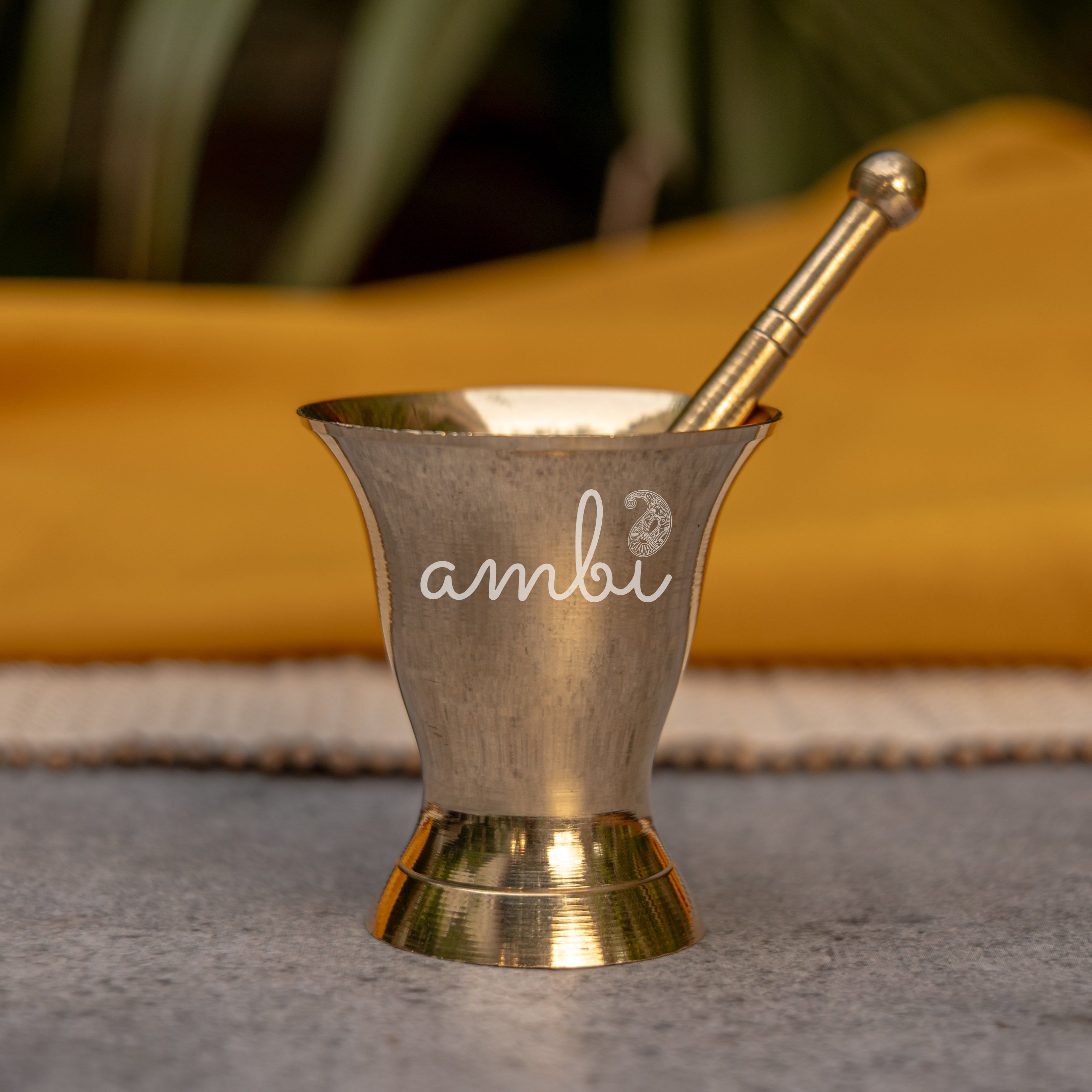 Pure Brass Mini Imam Dasta/Mortar and Pestle Set - For Kesar / Cardamon / Cloves Etc