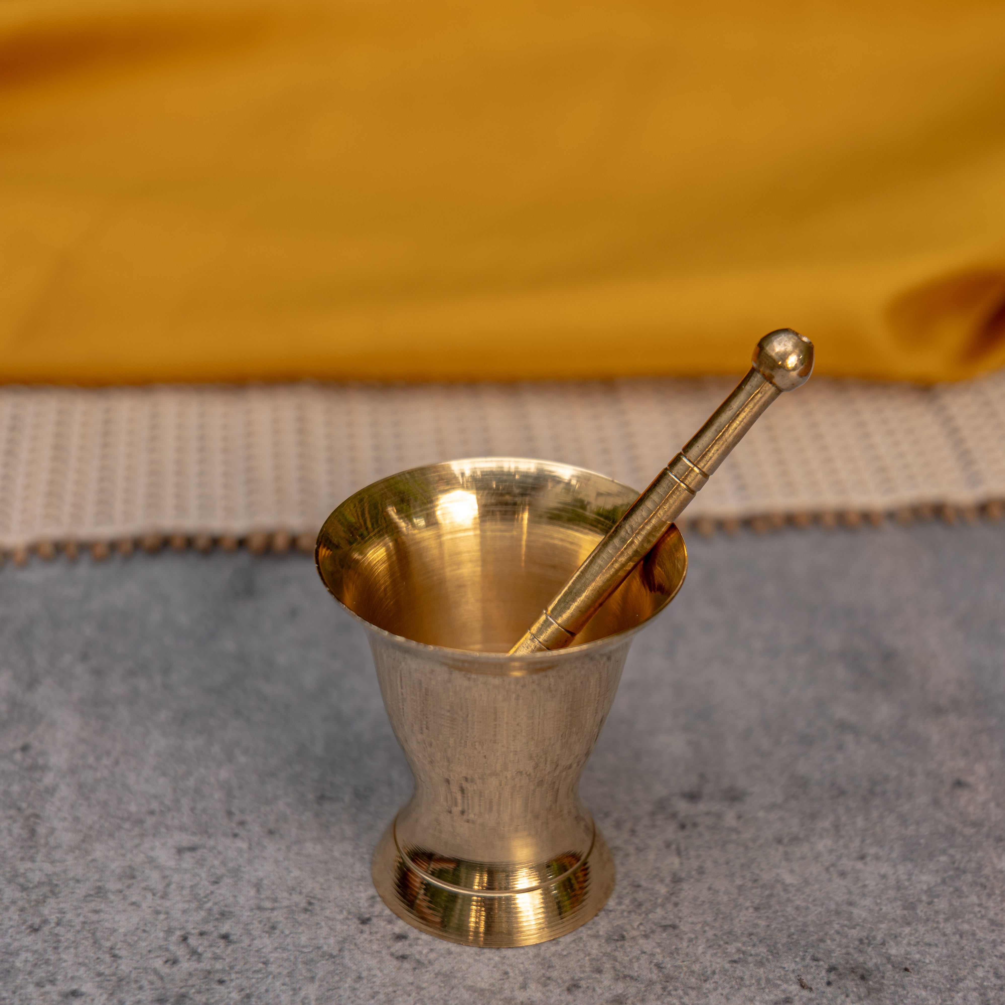 Pure Brass Mini Imam Dasta/Mortar and Pestle Set - For Kesar / Cardamon / Cloves Etc