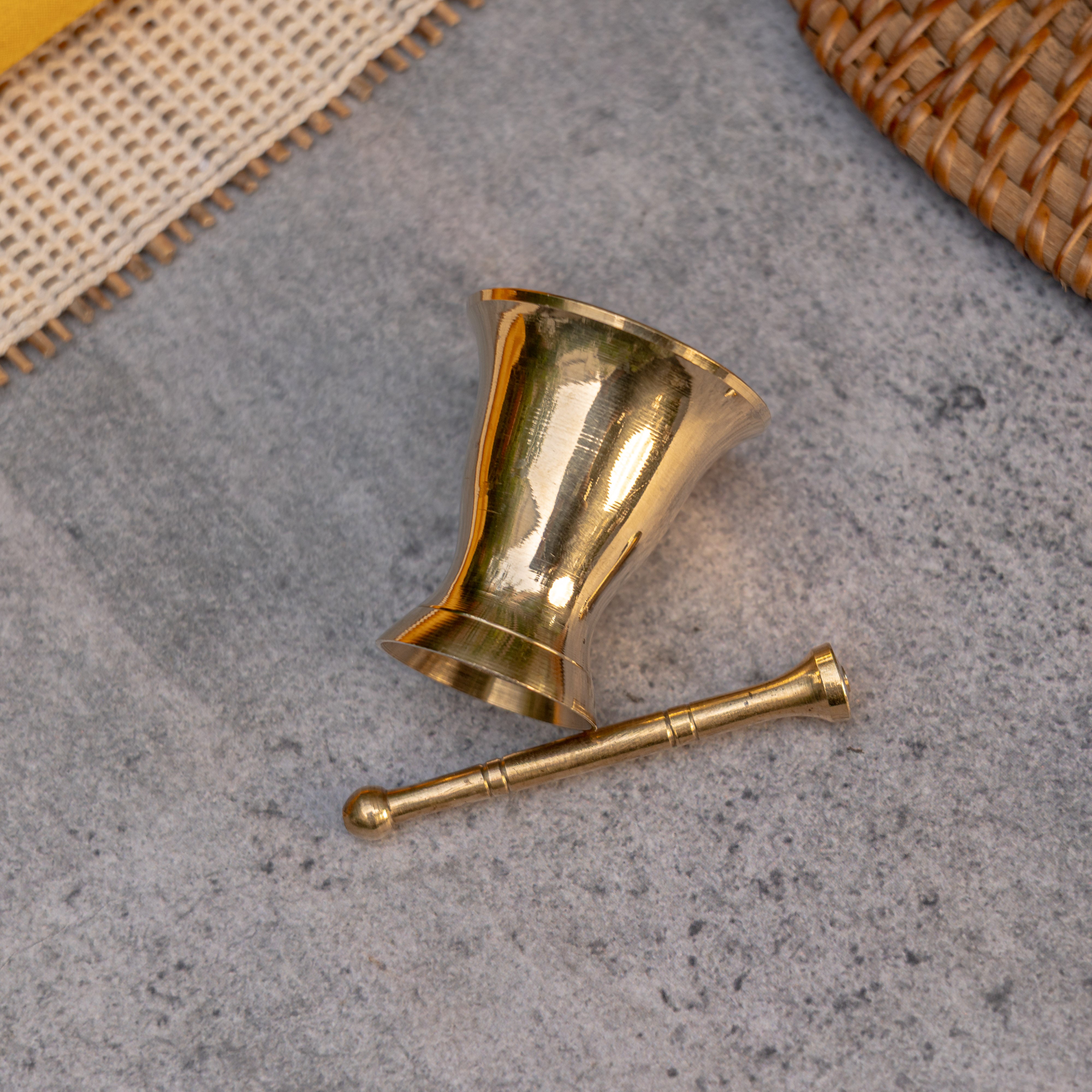 Pure Brass Mini Imam Dasta/Mortar and Pestle Set - For Kesar / Cardamon / Cloves Etc