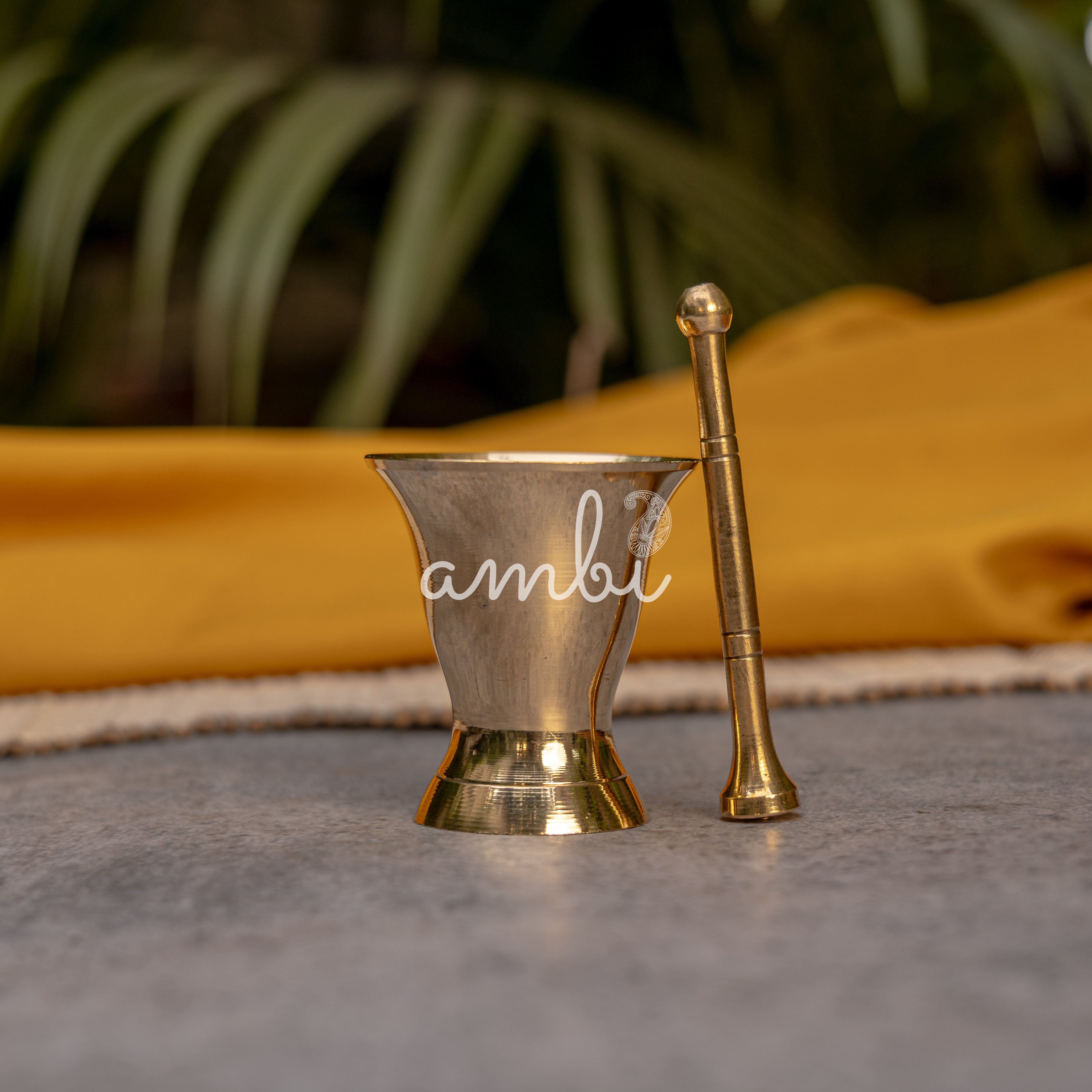 Pure Brass Mini Imam Dasta/Mortar and Pestle Set - For Kesar / Cardamon / Cloves Etc