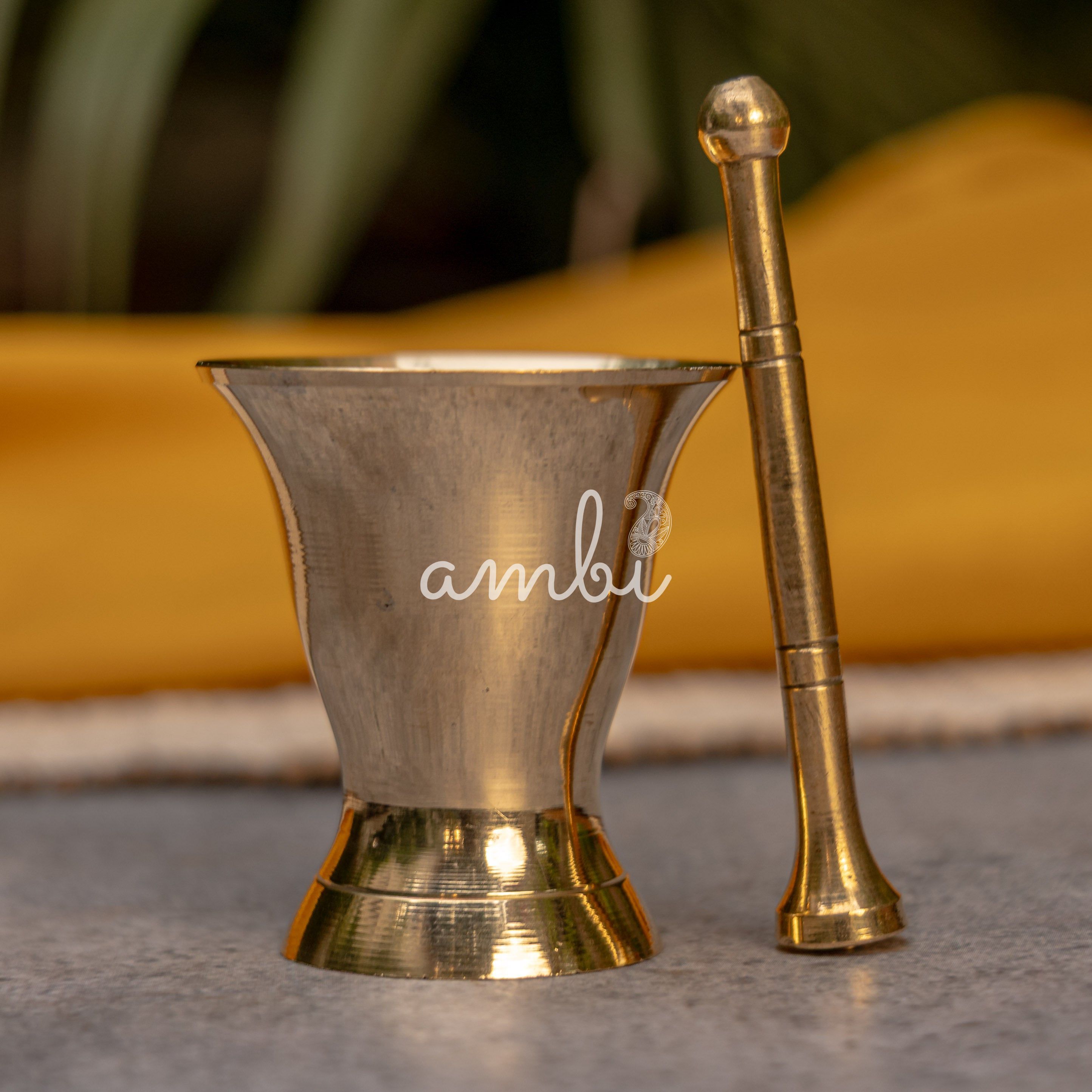 Pure Brass Mini Imam Dasta/Mortar and Pestle Set - For Kesar / Cardamon / Cloves Etc
