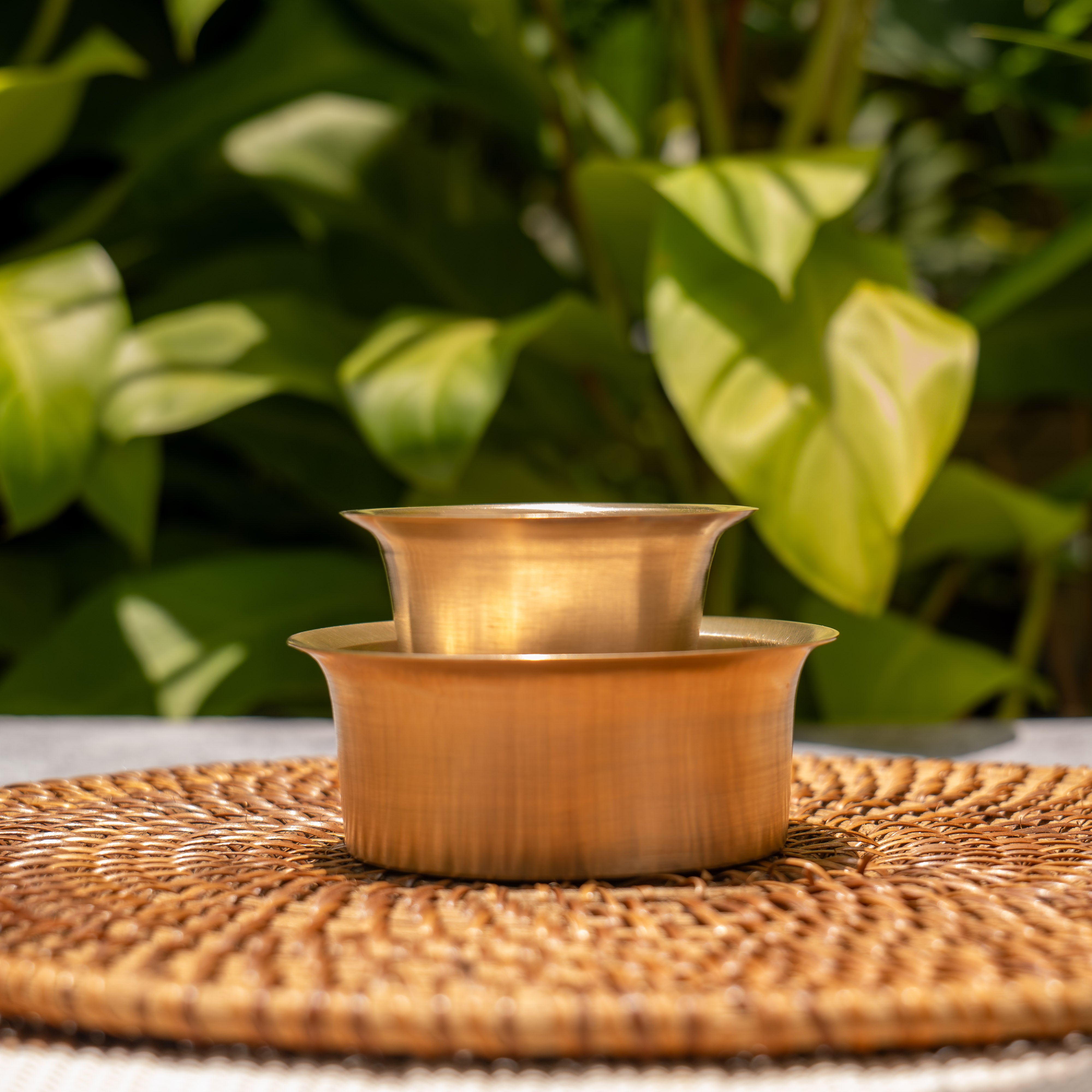 Ambi Lead Free 100% Pure Kansa Traditional Filter Coffee Dabara Cup Set - Heavy Grade