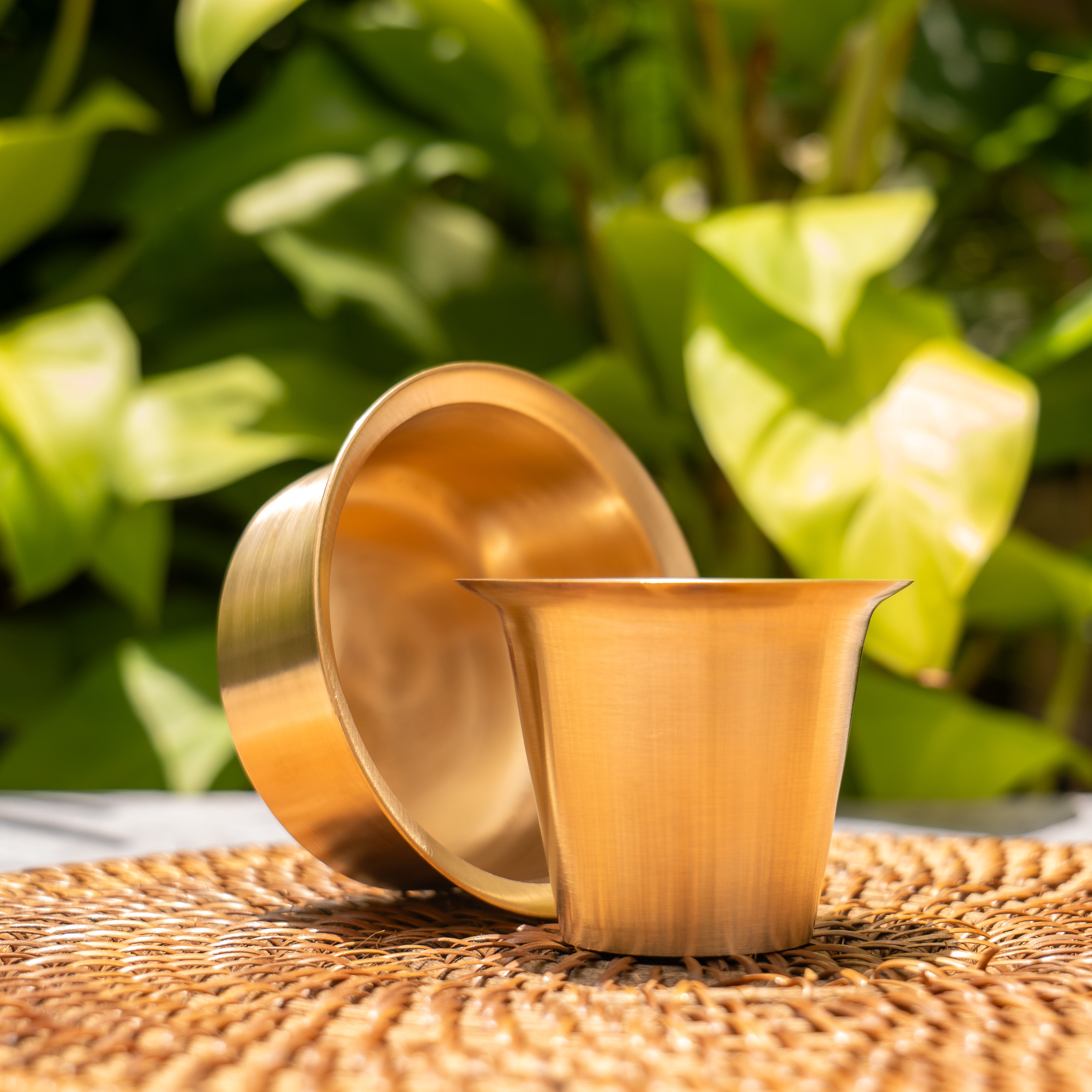 Ambi Lead Free 100% Pure Kansa Traditional Filter Coffee Dabara Cup Set - Heavy Grade