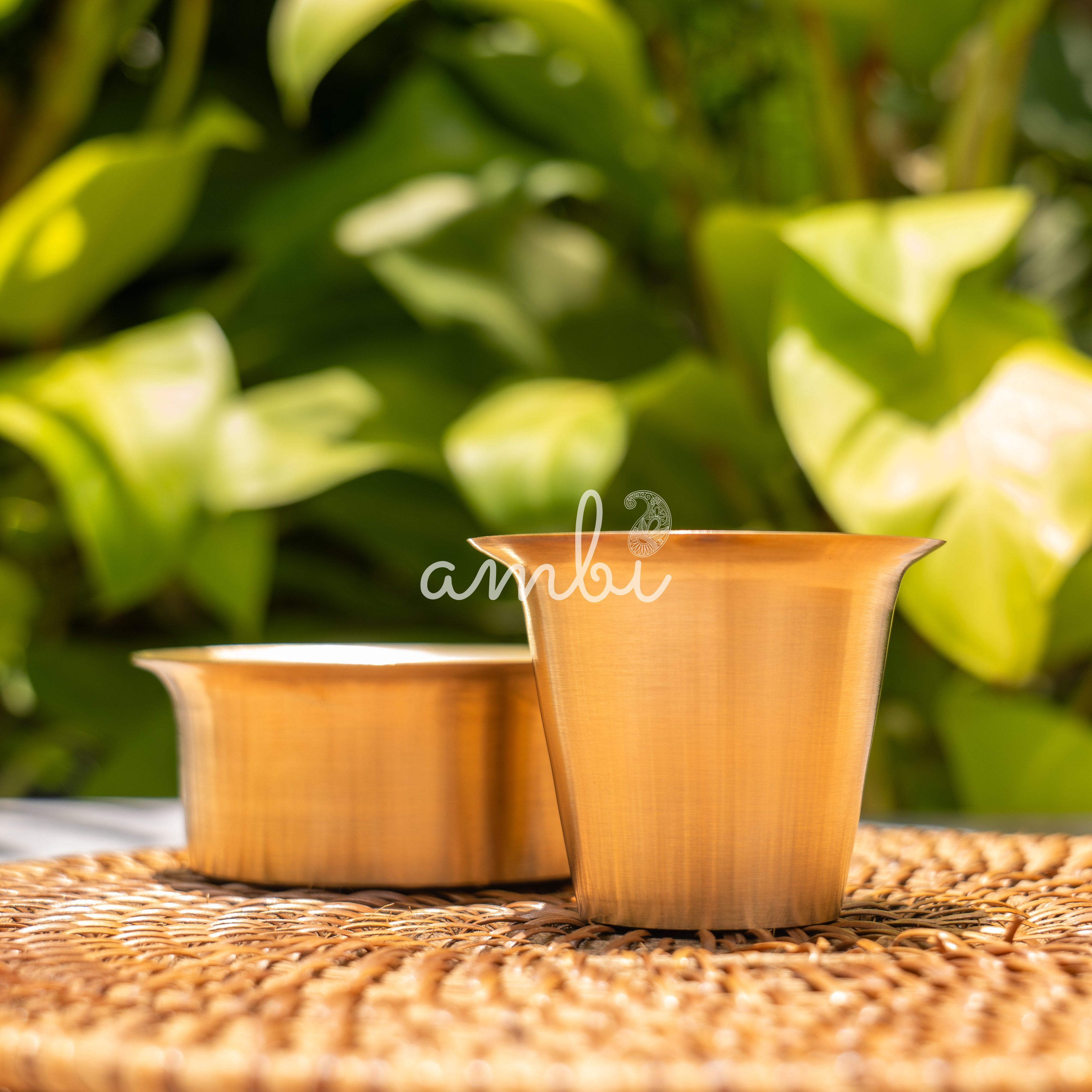 Ambi Lead Free 100% Pure Kansa Traditional Filter Coffee Dabara Cup Set - Heavy Grade