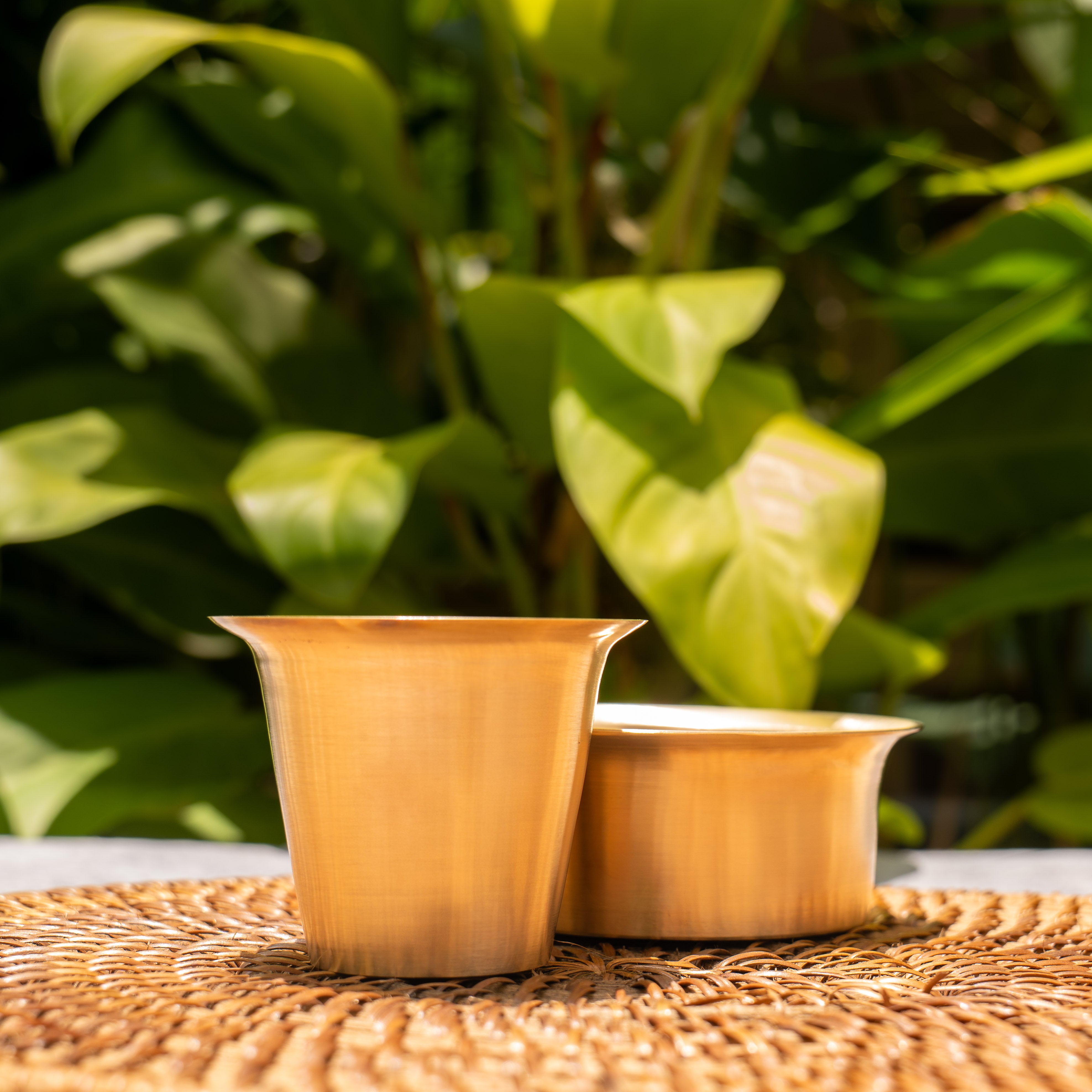 Ambi Lead Free 100% Pure Kansa Traditional Filter Coffee Dabara Cup Set - Heavy Grade